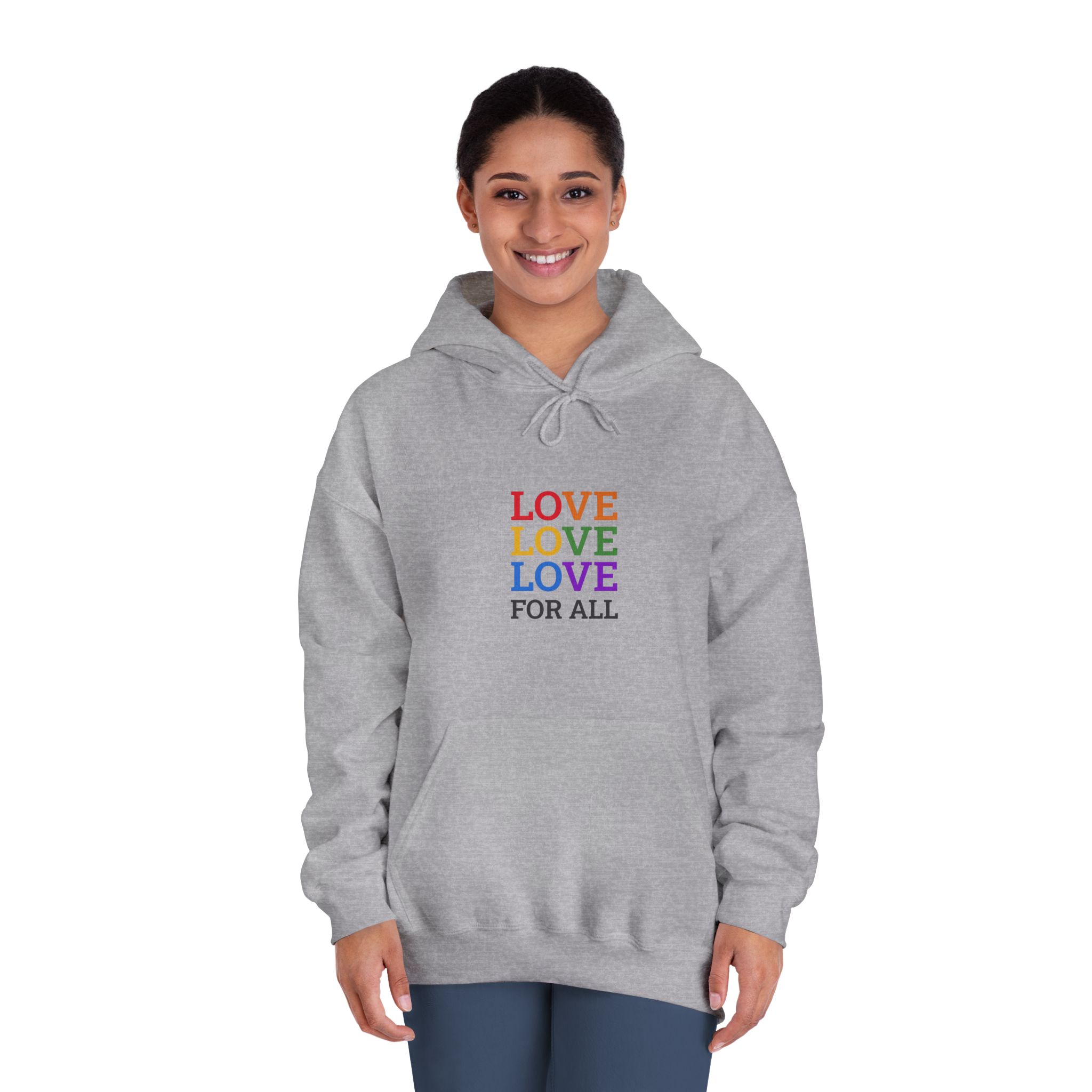 Love All Lgbtq Pride Month Positive Quote Rainbow Color Typographic Art White Background Unisex Dryblend Hooded Sweatshirt - Image 16