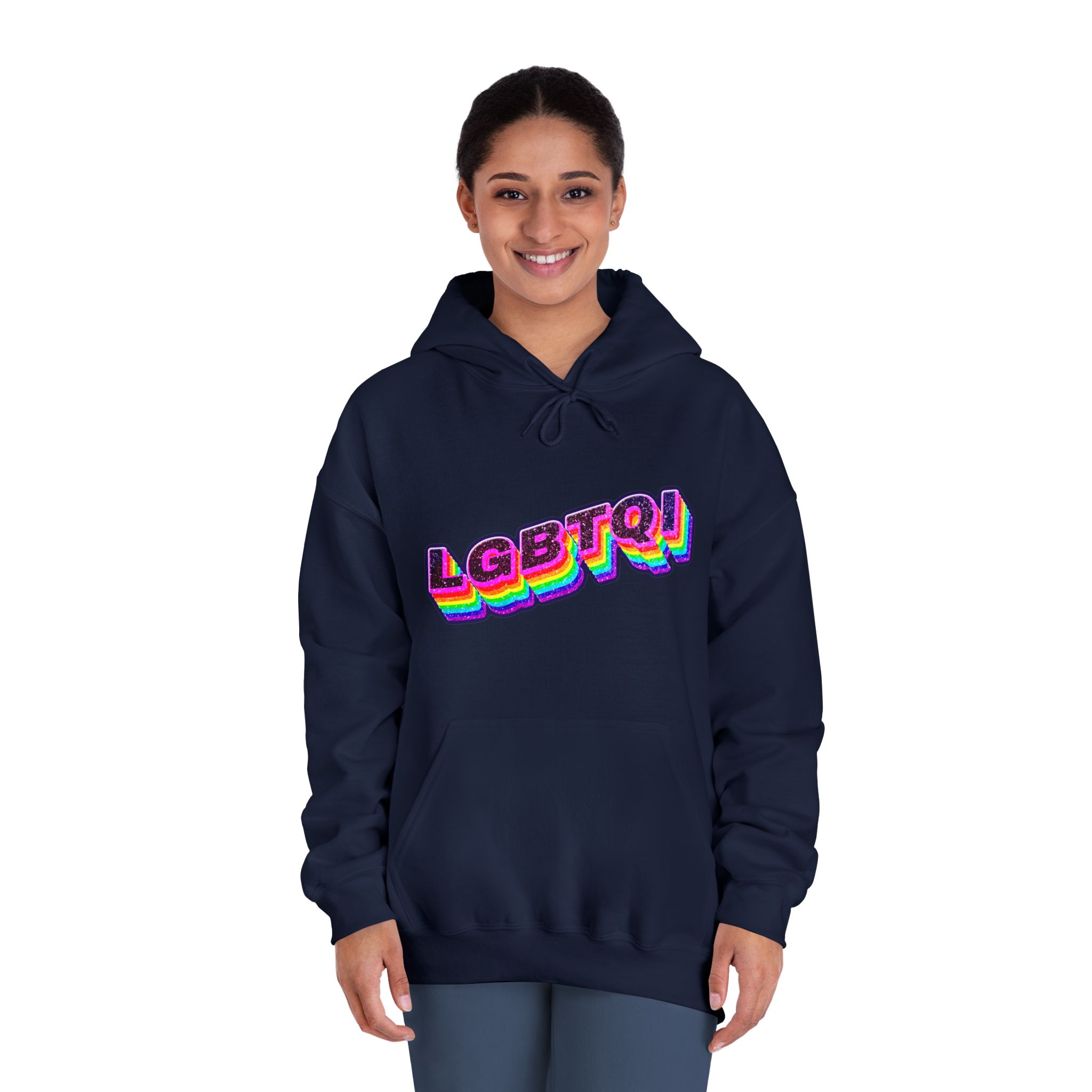 Lgbtqi 3d Word Glitch Png Unisex Dryblend Hooded Sweatshirt - Image 32