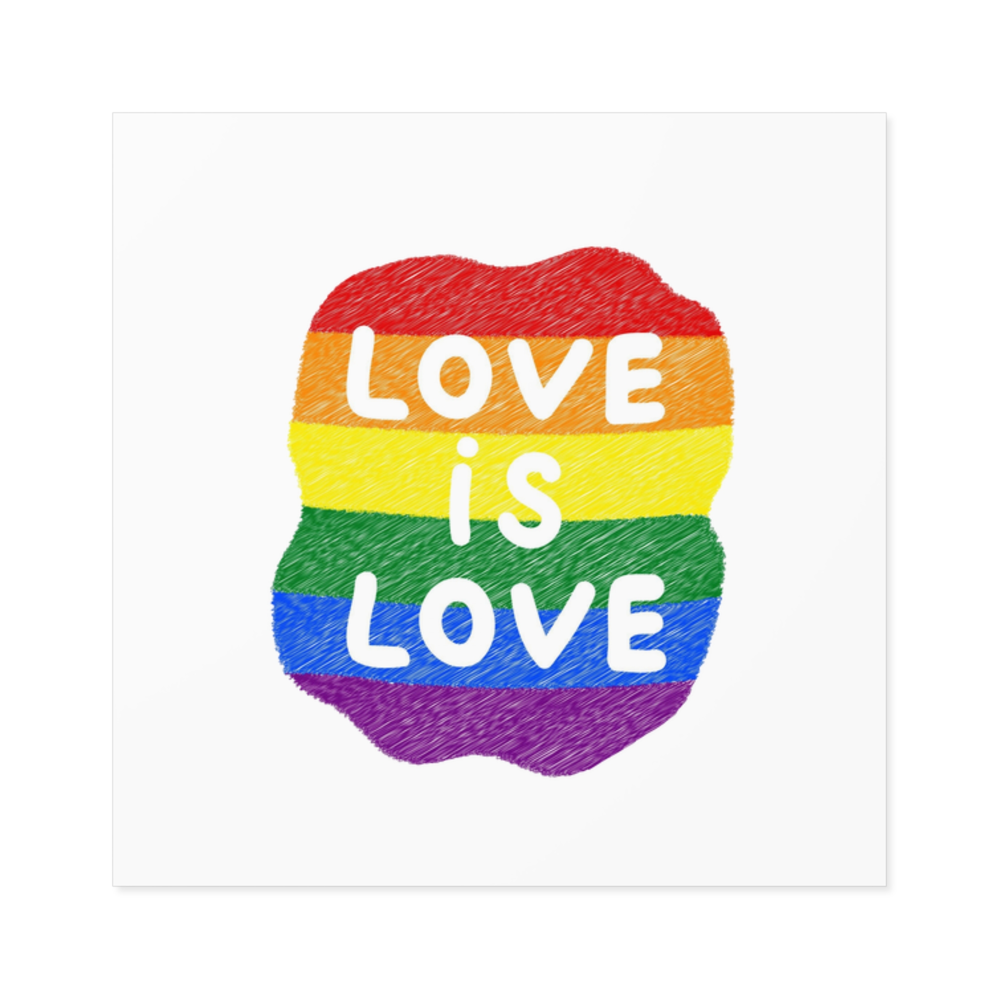 Love Is Love Lgbtq Pride Rainbow Poster Slogan Laminate Stickers Square