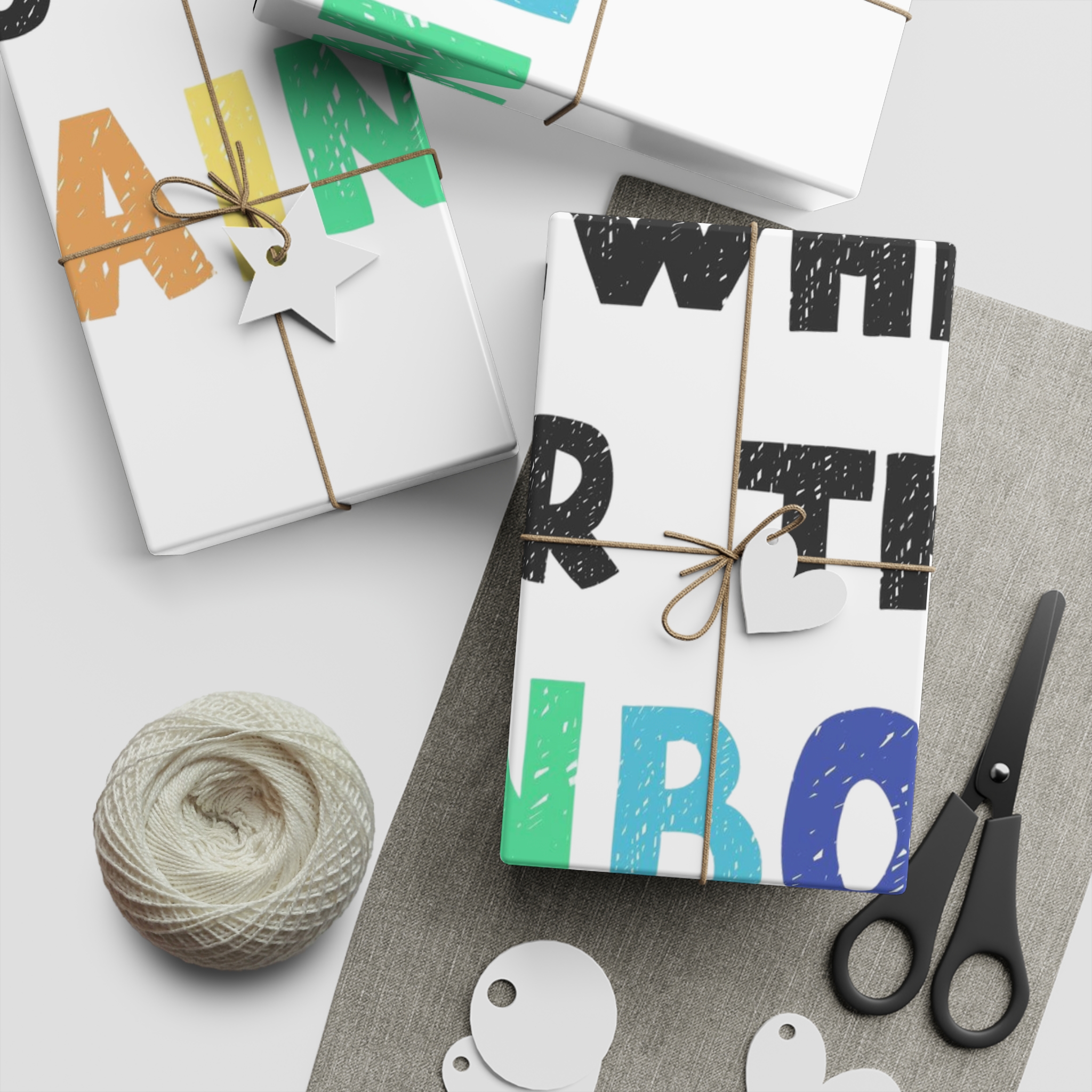 Vector Illustration With Hand Drawn Lettering Rainbow Gift Wrapping Paper Sheets 1pc - Image 5
