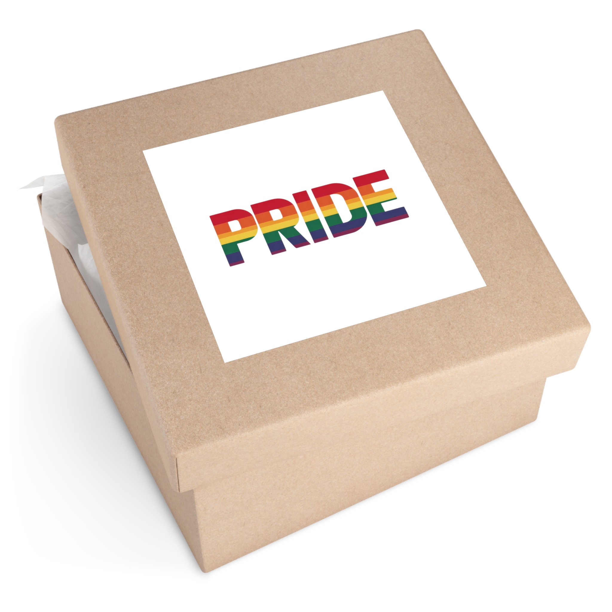 Rainbow Colored Text That Says Rainbow Middle Laminate Stickers Square - Image 59