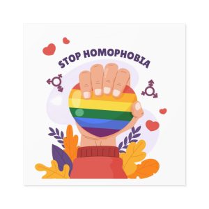 Hand Drawn Stop Homophobia Concept Illustrated Laminate Stickers Square