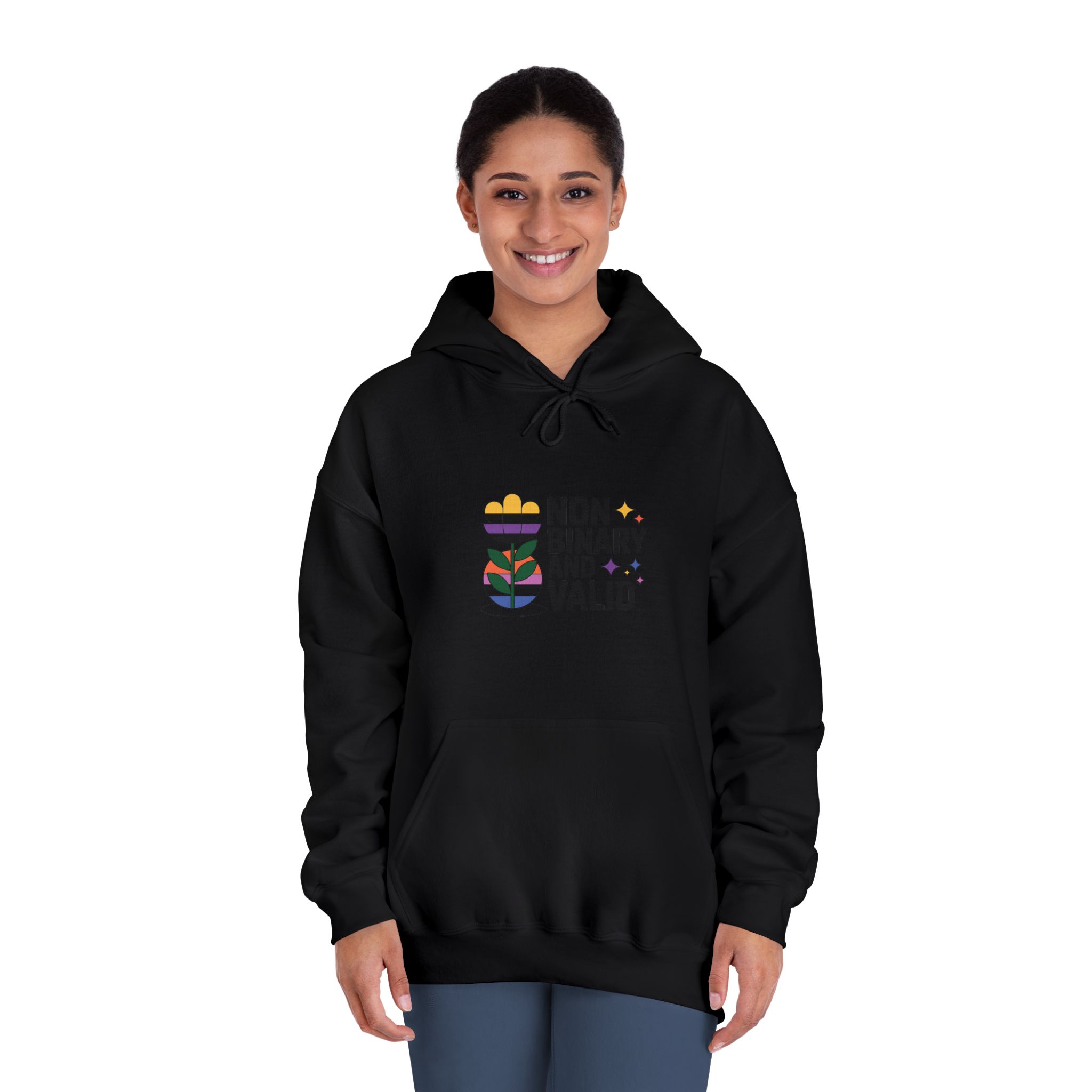 Non Binary Valid T Shirt Design Isolated White Background Unisex Dryblend Hooded Sweatshirt - Image 12