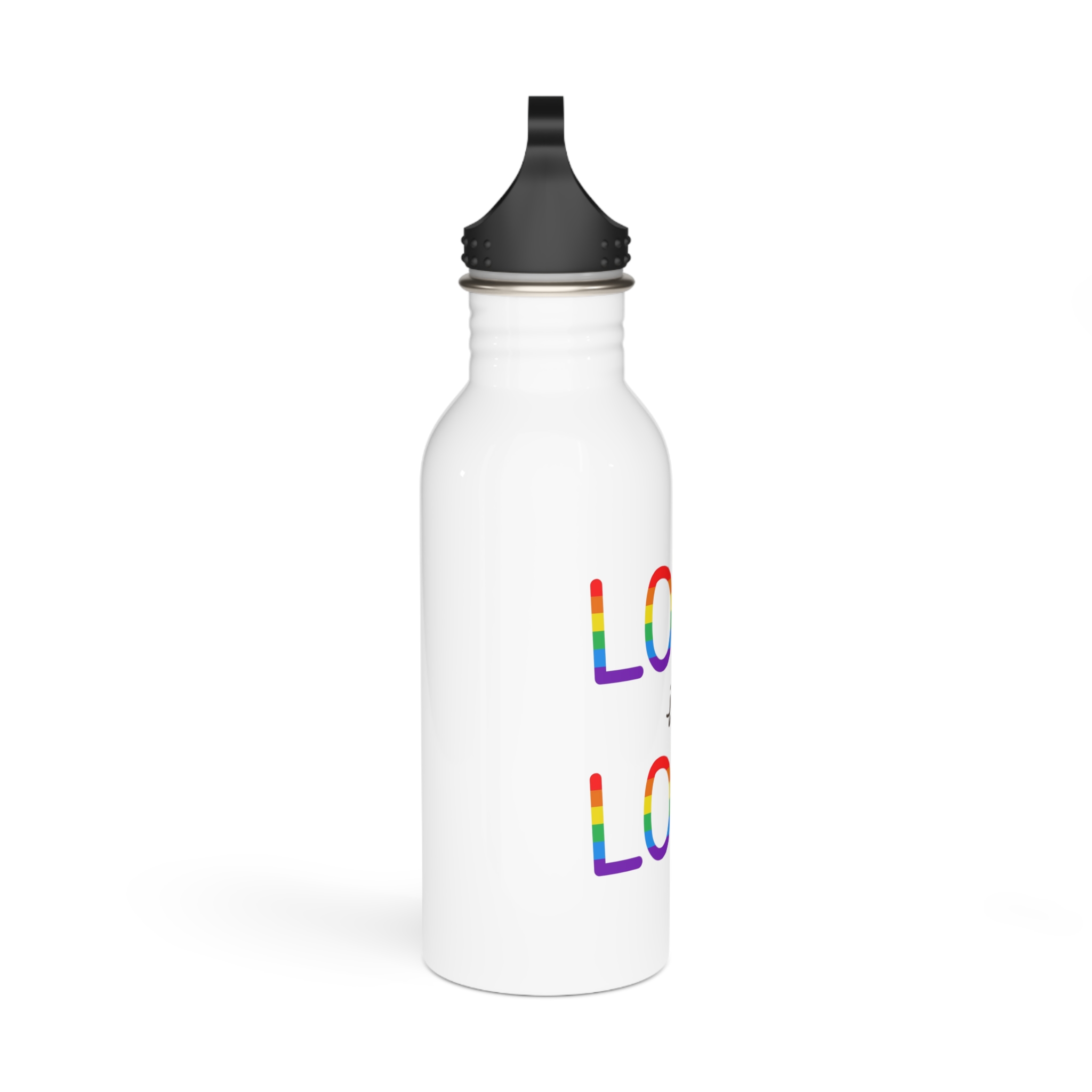 Vector Love Is Love Phrase Lgbt Text Lettering Rainbow Colors Stainless Steel Water Bottle - Image 2
