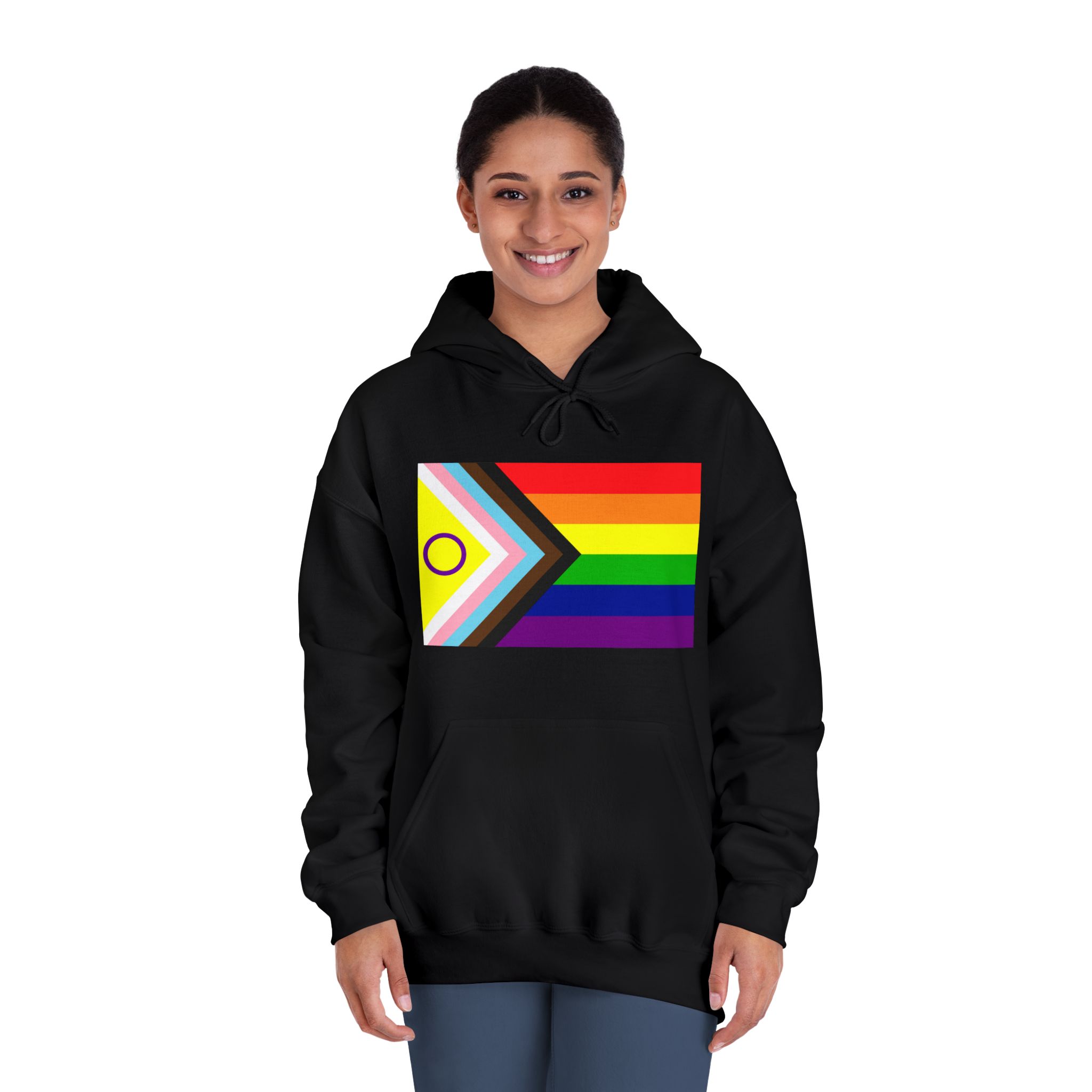 Lgbtq Pride Flag New Lgbtq Pride Flag Vector Updated Intersex Inclusive Progress Pride Flag Unisex Dryblend Hooded Sweatshirt - Image 12