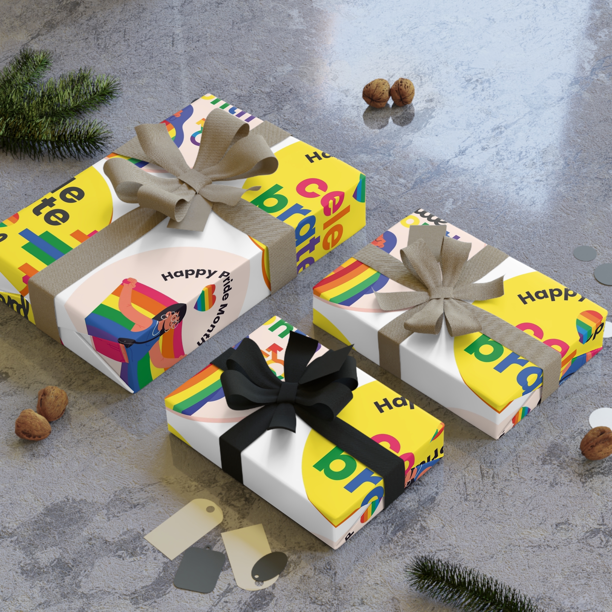 Flat Pride Month Labels Collection (1) Gift Wrapping Paper Rolls 1pc Product - Image 4