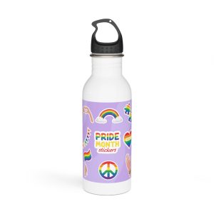 Pride Month Cute Stickers Lgbtq Rainbow Flag Flat Illustrations Stainless Steel Water Bottle