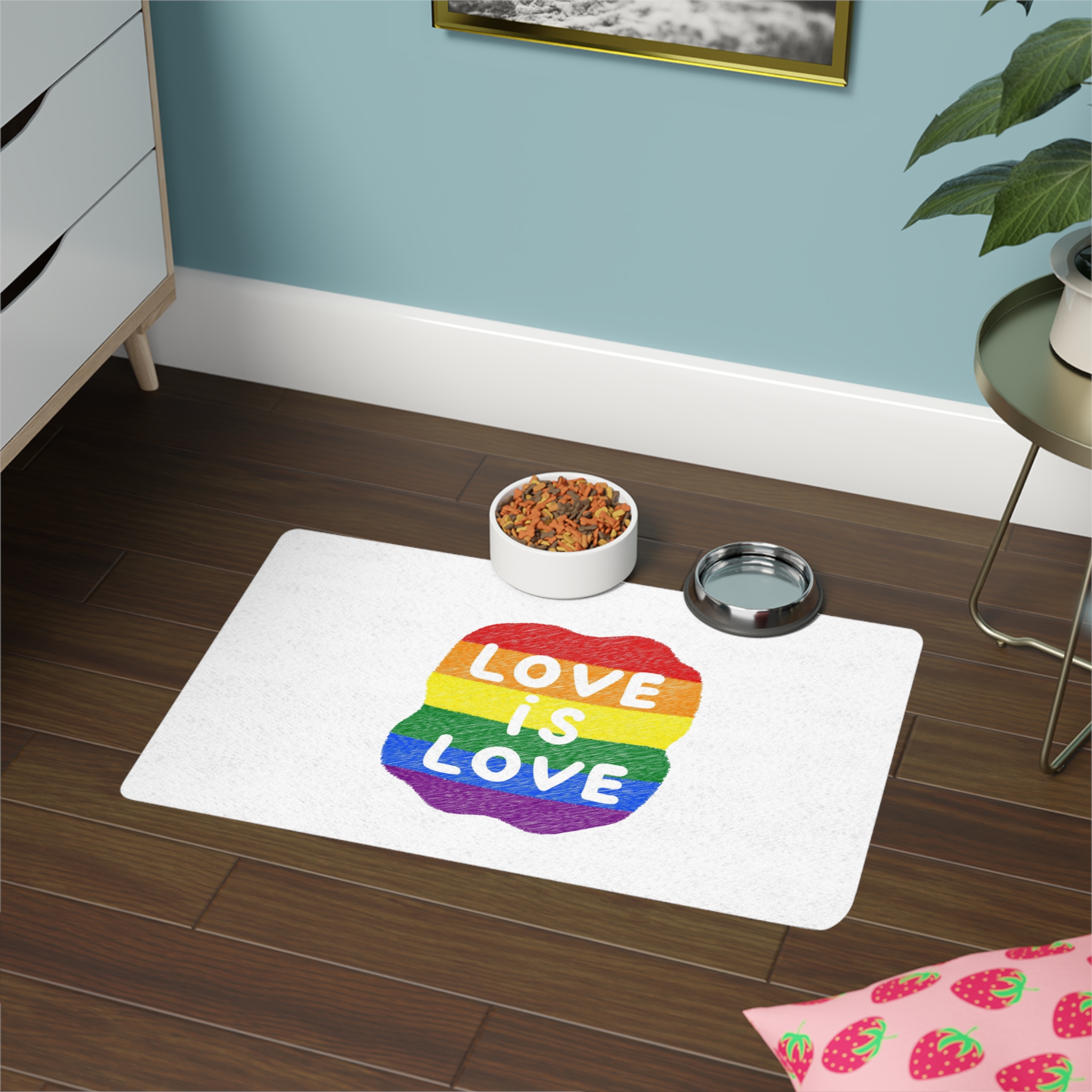 Love Is Love Lgbtq Pride Rainbow Poster Slogan Pet Food Mat 12x18 - Image 4