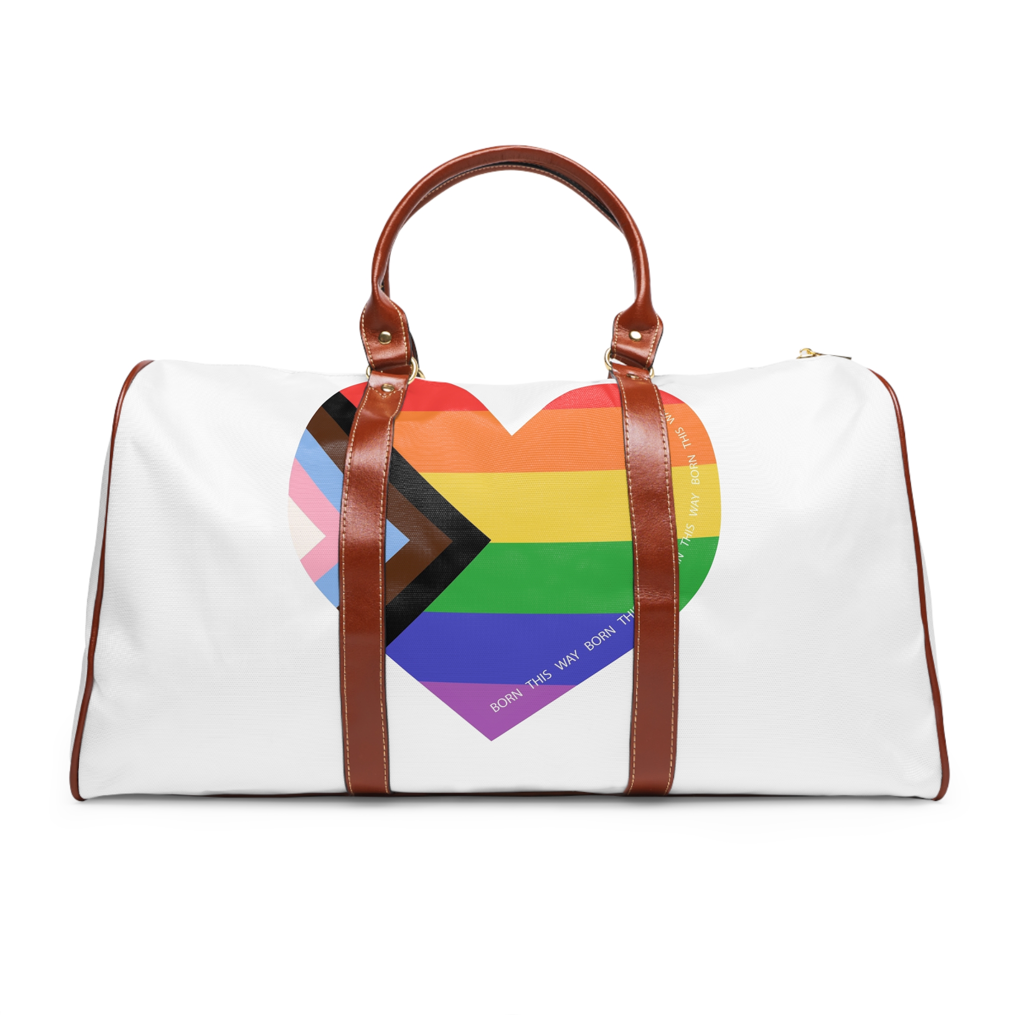 Heart Shaped Lgbtq Flag Flat Vector Illustration Waterproof Travel Bag