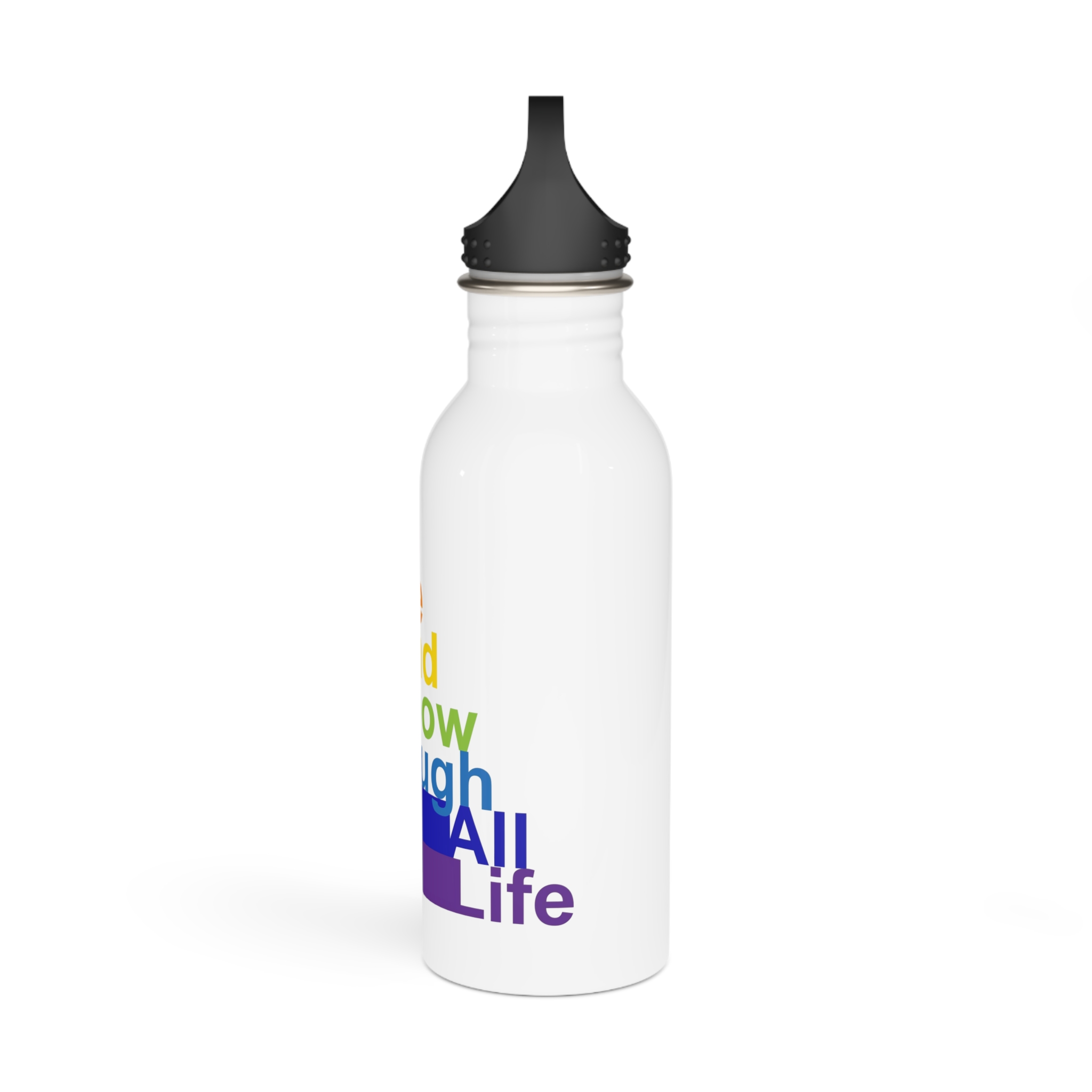 Lgbt Concept Motivating Phrase Colors Rainbow Bring Love Rainbow Through Life Stainless Steel Water Bottle - Image 4