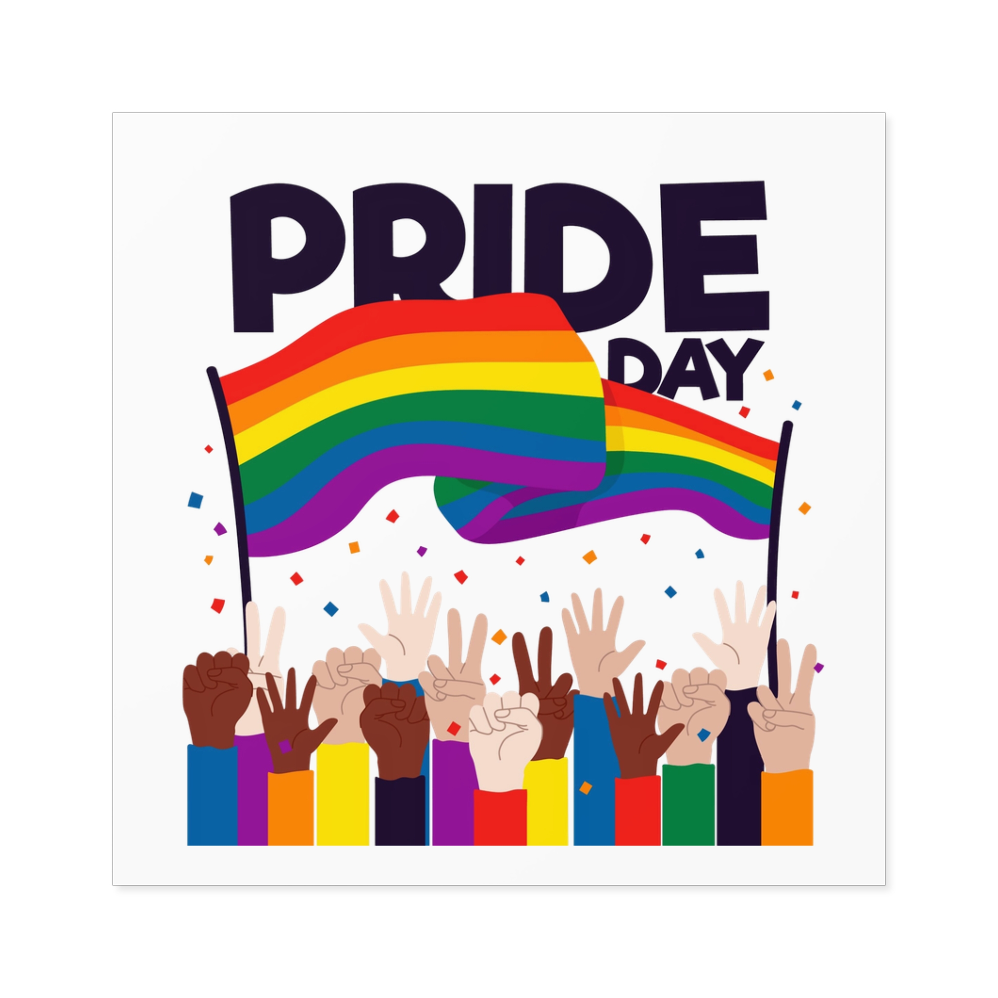 Pride Day Event With Rainbow Flag Theme Laminate Stickers Square - Image 25