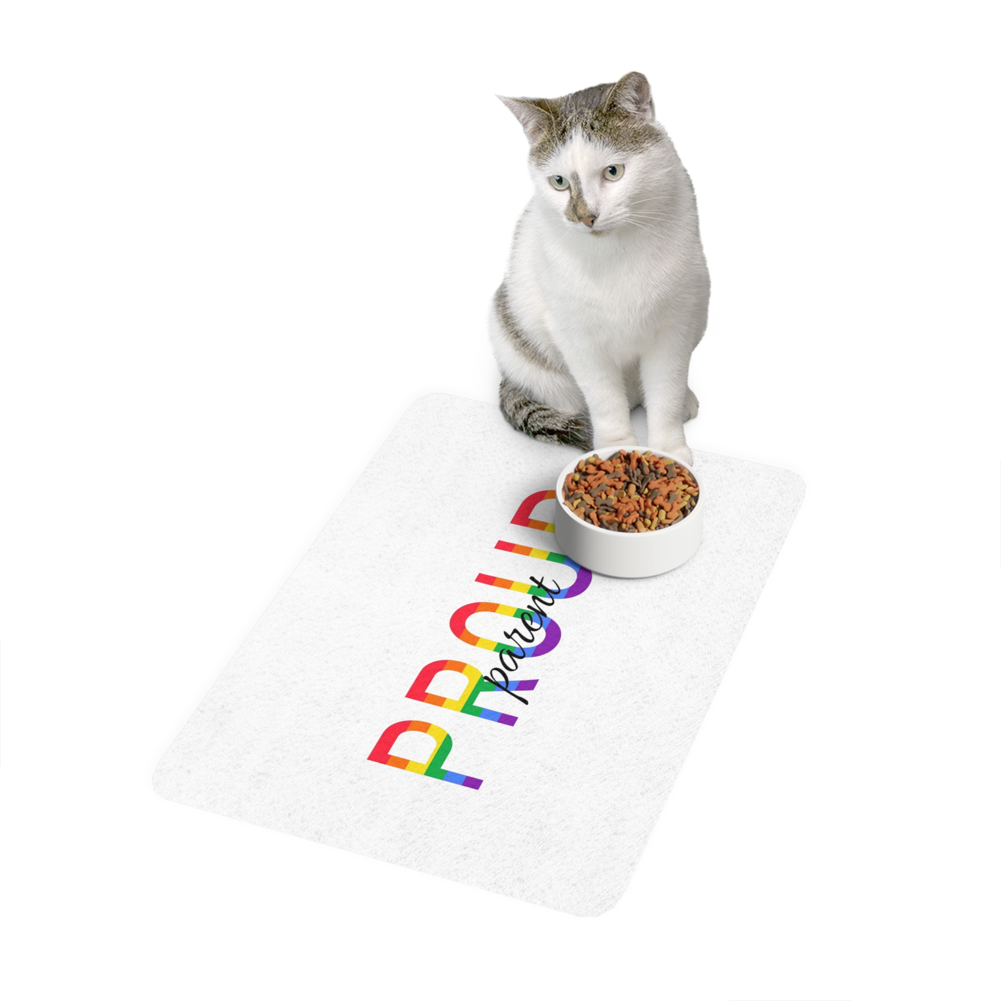 Proud Parent Letering Rainbow Colors Lgbt Flag Lgbt Parents Community Support Pet Food Mat 12x18 - Image 3
