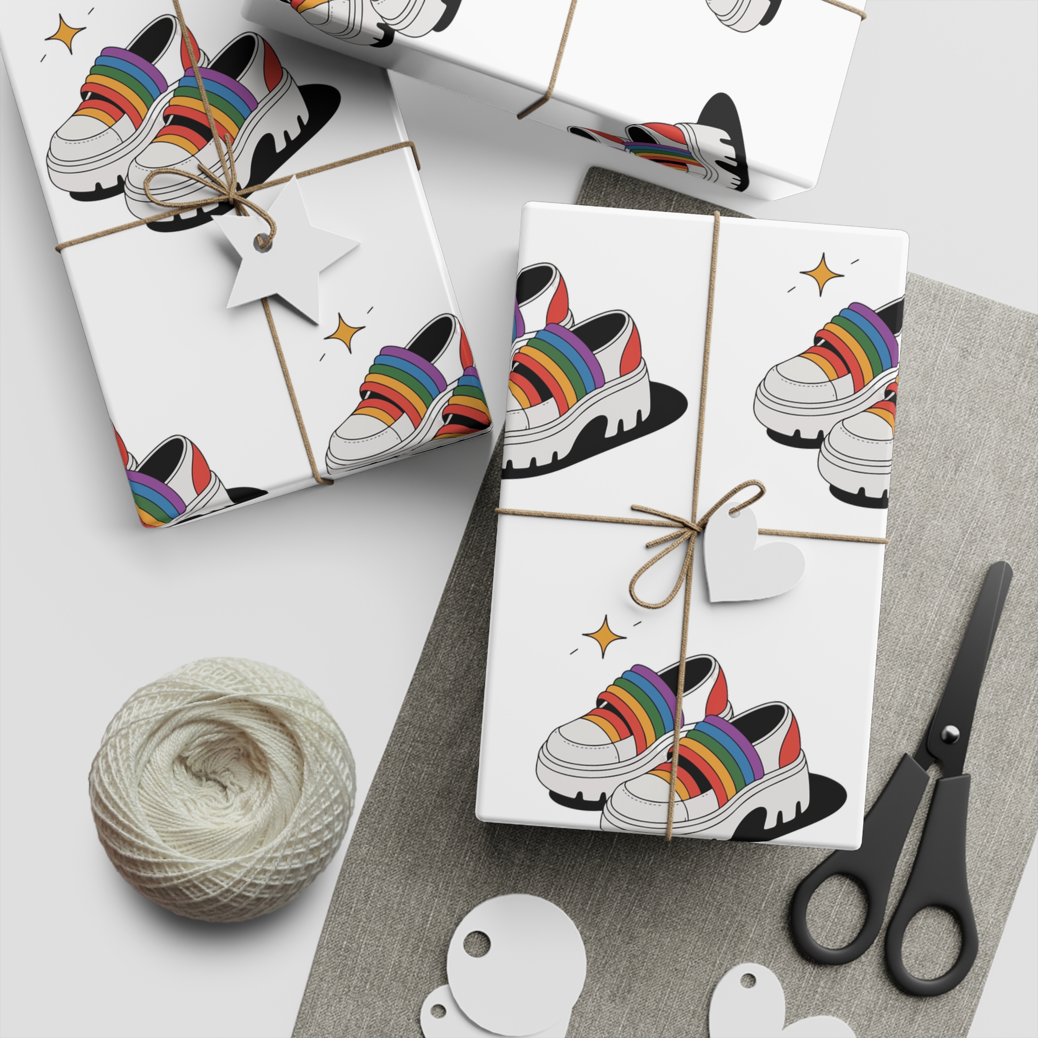 Rainbow Shoes Gift Wrapping Paper Sheets 1pc - Image 2