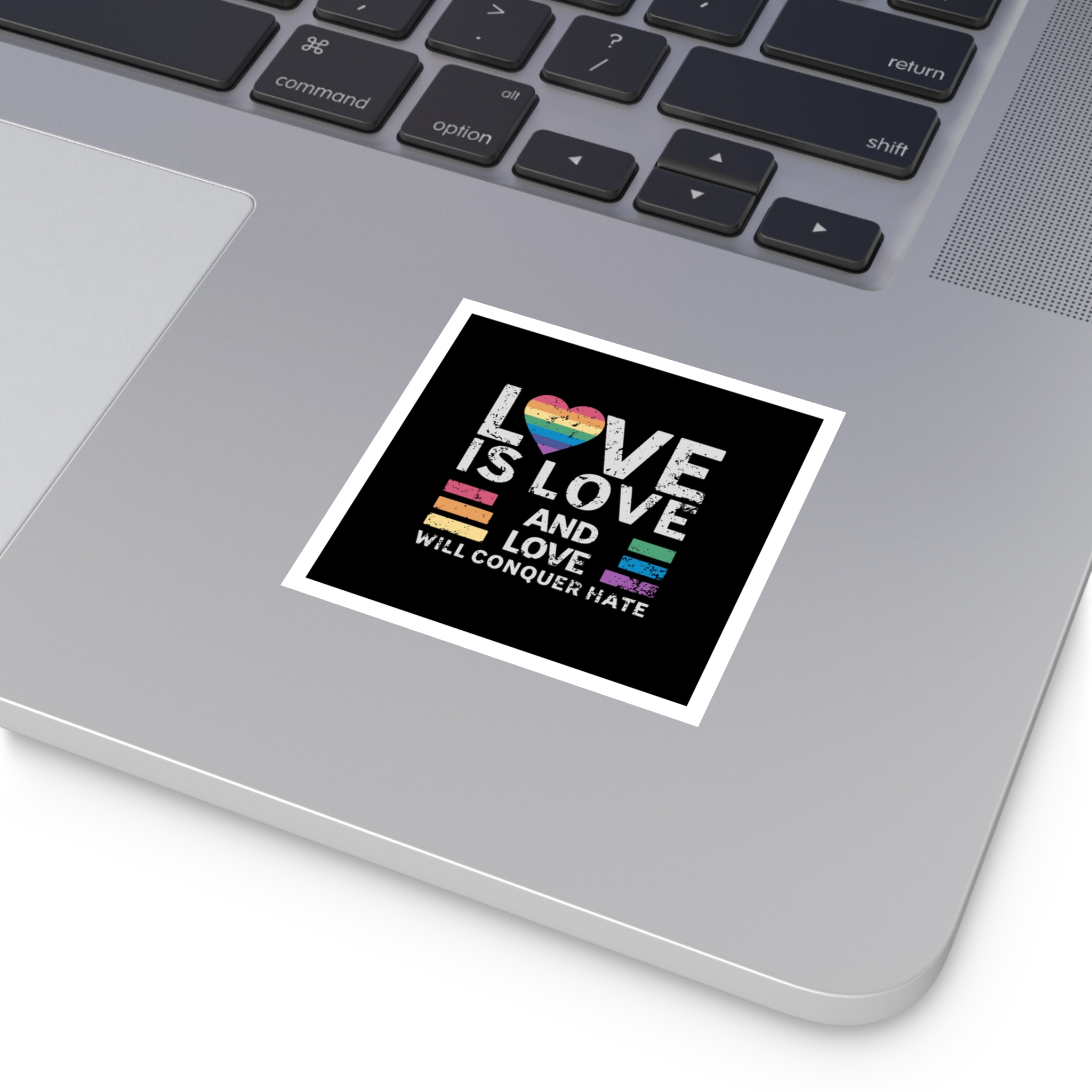 Love Is Love and Love Will Conquer Hate Laminate Stickers Square - Image 3