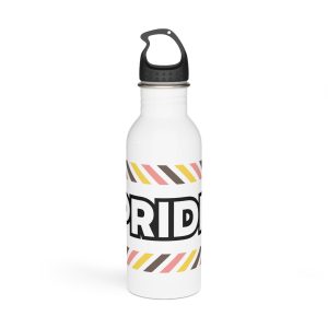 Bold P R I D E Word Graphic With Fill Colorful Diagonal Stripes Pride Text Stainless Steel Water Bottle