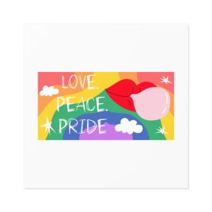 Lgbt Festive Cartoon Groovy Banner Retro 90s Style Love Freedom Concept Laminate Stickers Square