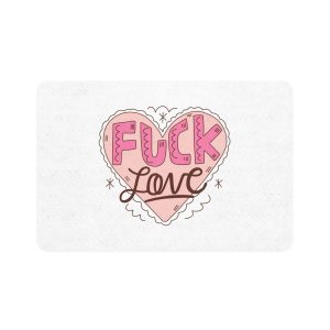 Hand Drawn No Love Illustration Pet Food Mat 12x18
