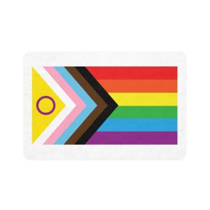 Intersex Inclusive Progress Pride Flag Pet Food Mat 12x18