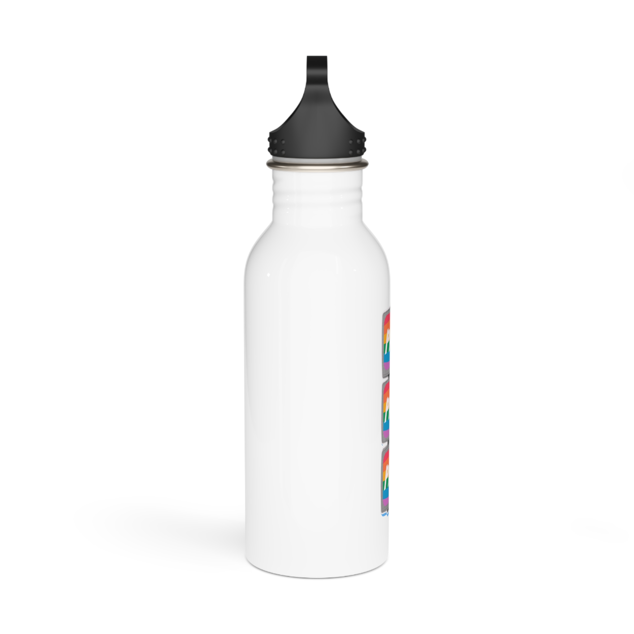 Retro Halftone Tvs With Rainbow Screens Bold Text Perfect Pride Month Activism Designs Stainless Steel Water Bottle - Image 2