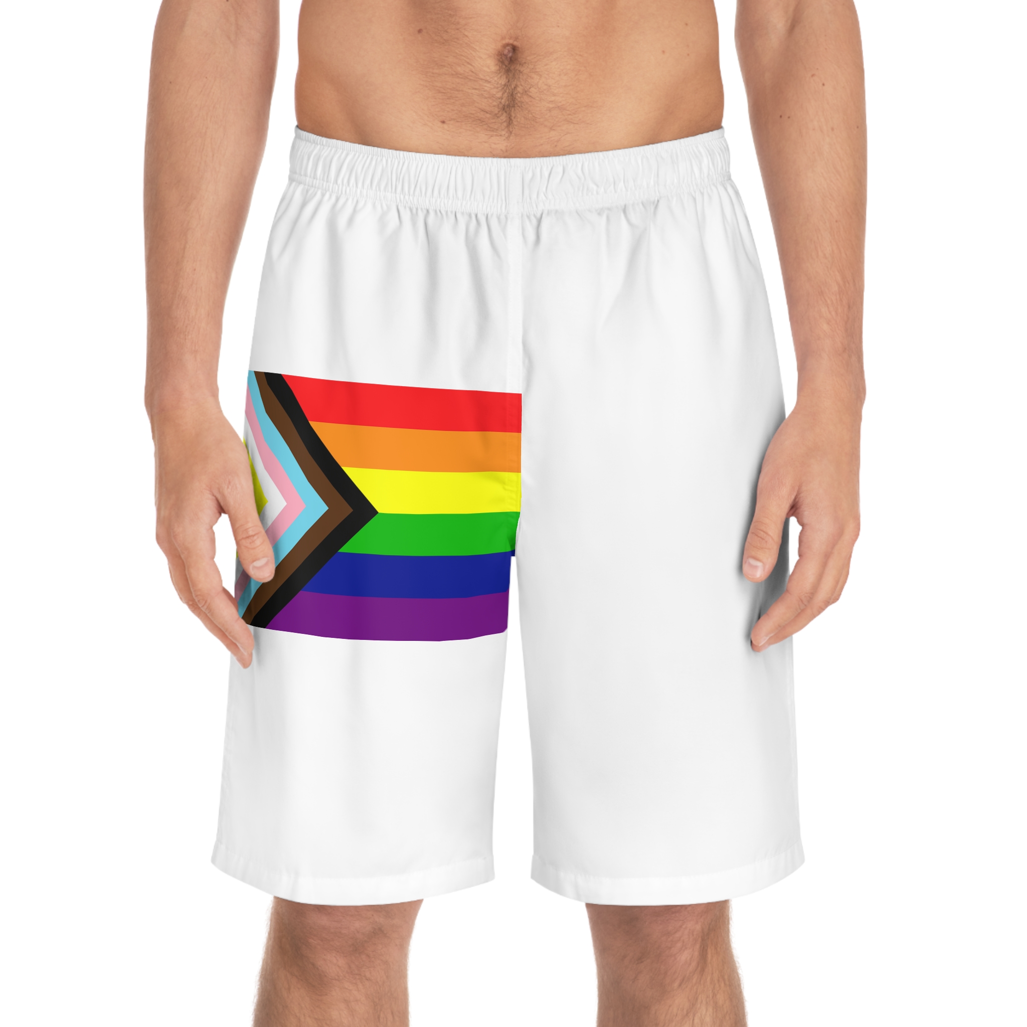 Lgbtq Pride Flag New Lgbtq Pride Flag Vector Updated Intersex Inclusive Progress Pride Flag Mens Board Shorts Aop - Image 3