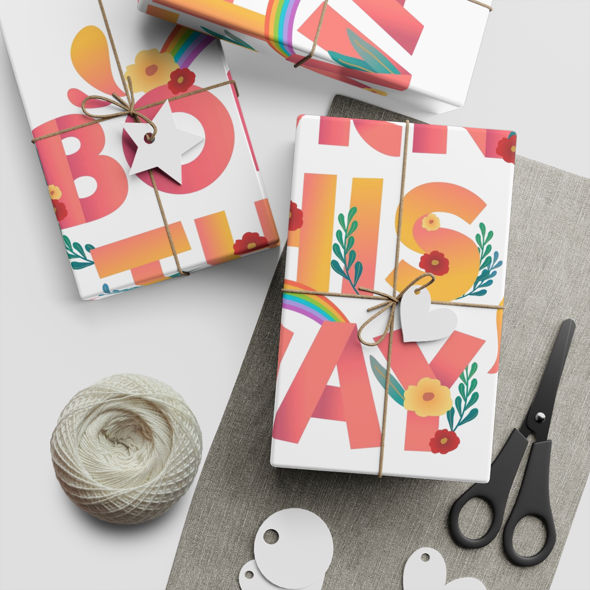 Pride Day Positive Lettering Design Gift Wrapping Paper Sheets 1pc - Image 2
