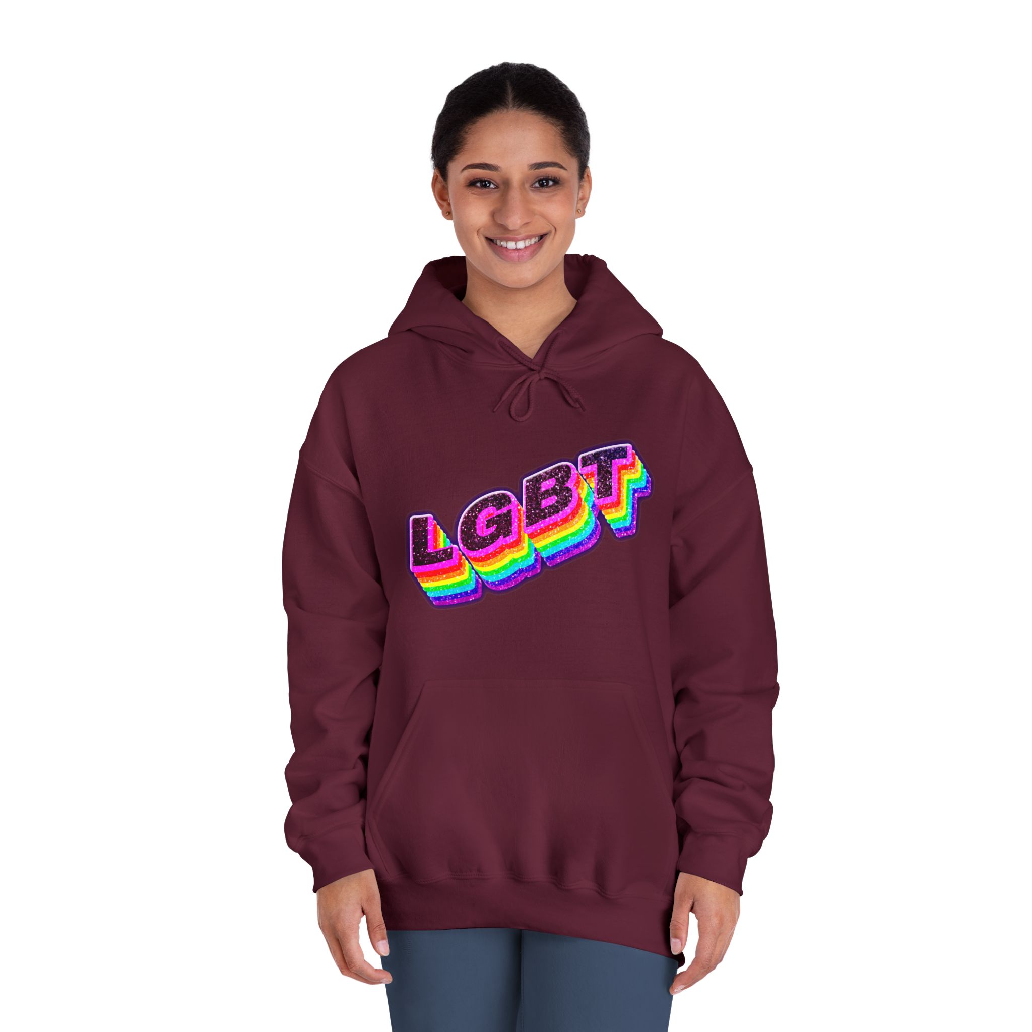 Png Word Lgbt Rainbow Typography Unisex Dryblend Hooded Sweatshirt - Image 20