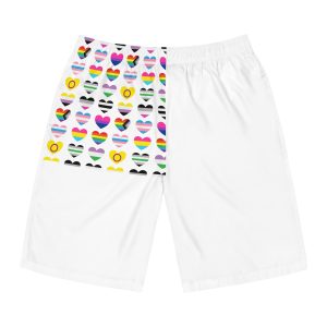 Vector Seamless Pattern Gender Lgbt Flag Heart Mens Board Shorts Aop