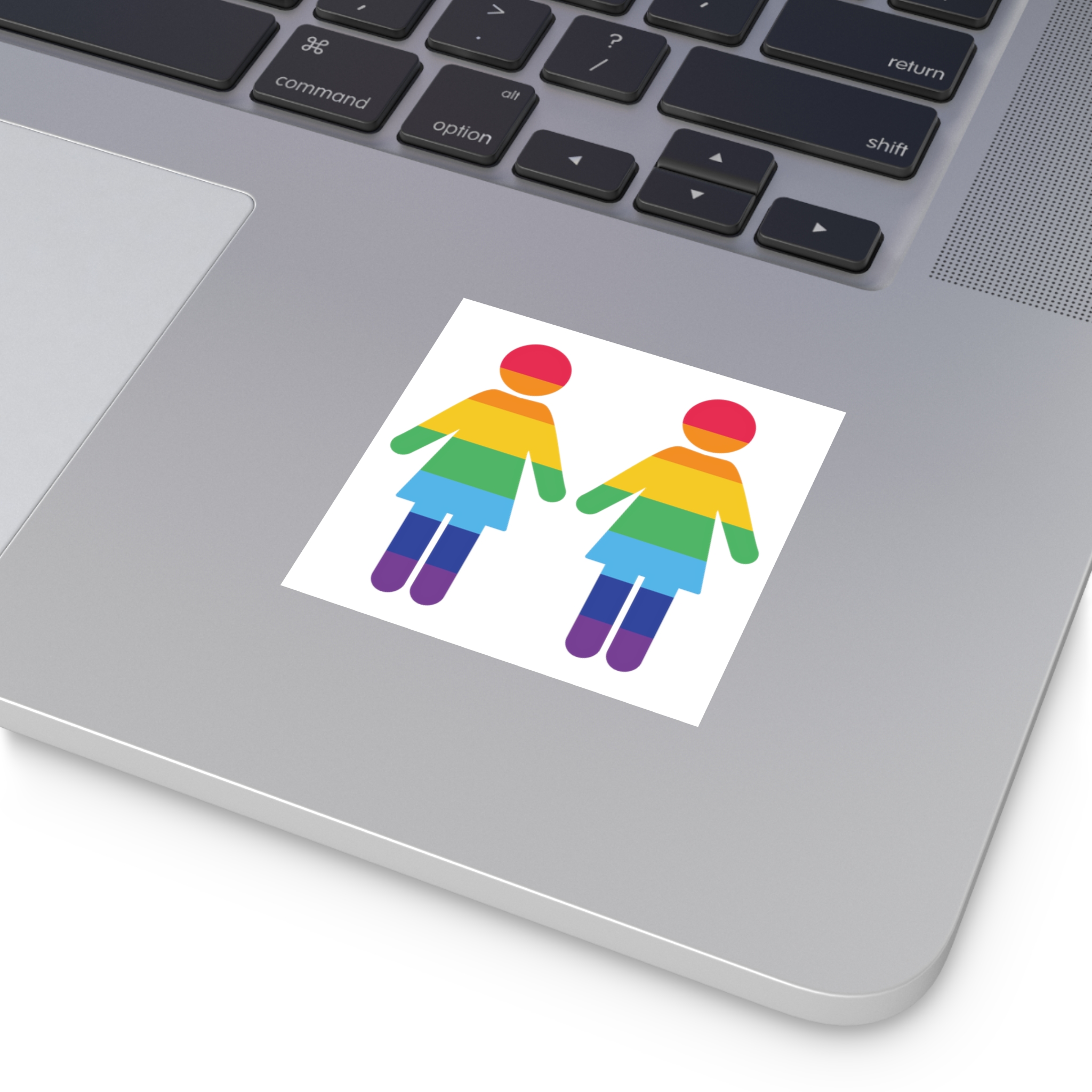 Lgbt Pride Two Lesbians Vector Icon Rainbow Colors Vector Illustration Laminate Stickers Square - Image 3