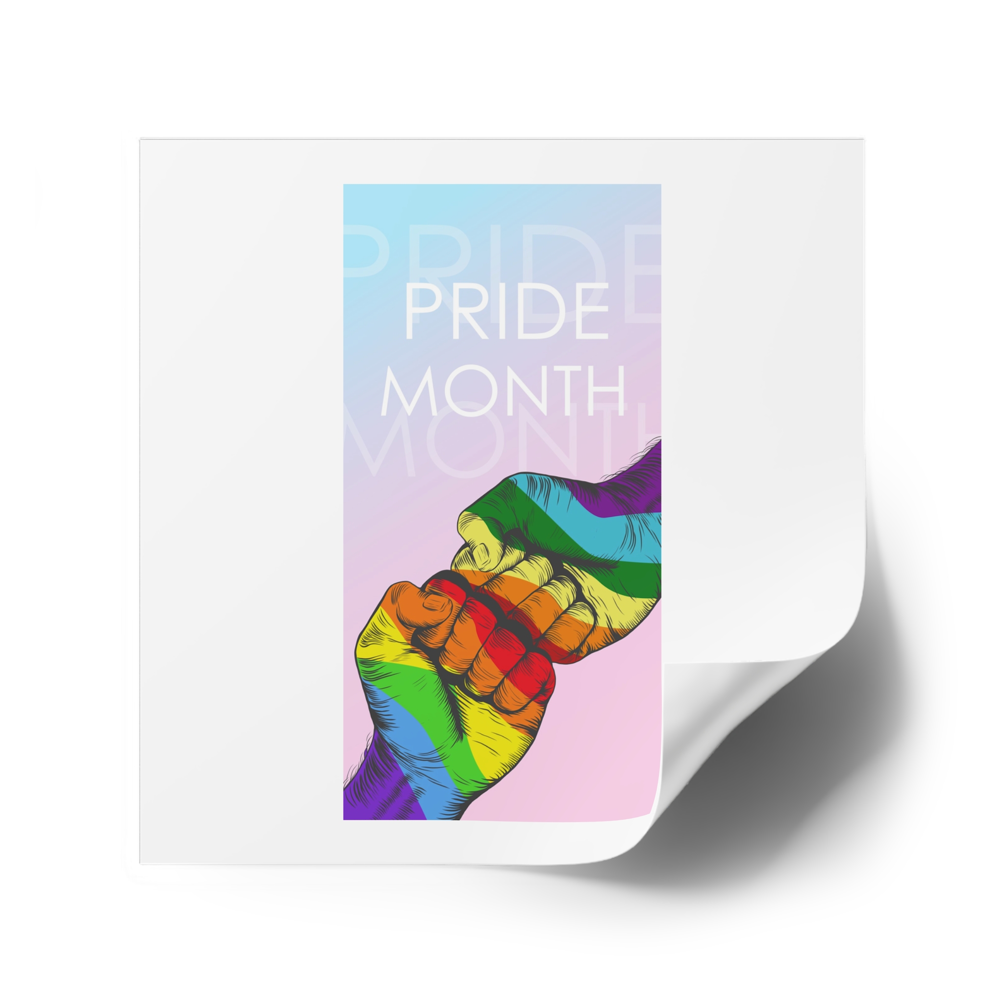 Rainbow Colored Hand Fist Fist Gesture Gay Pride Month Background Lgbt Concept Laminate Stickers Square - Image 42