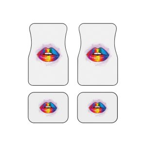 Rainbow Lips Lgbt Beautiful Fashionable Realistic Realistic Watercolor Style Print Vector Car Mats Set Of 4
