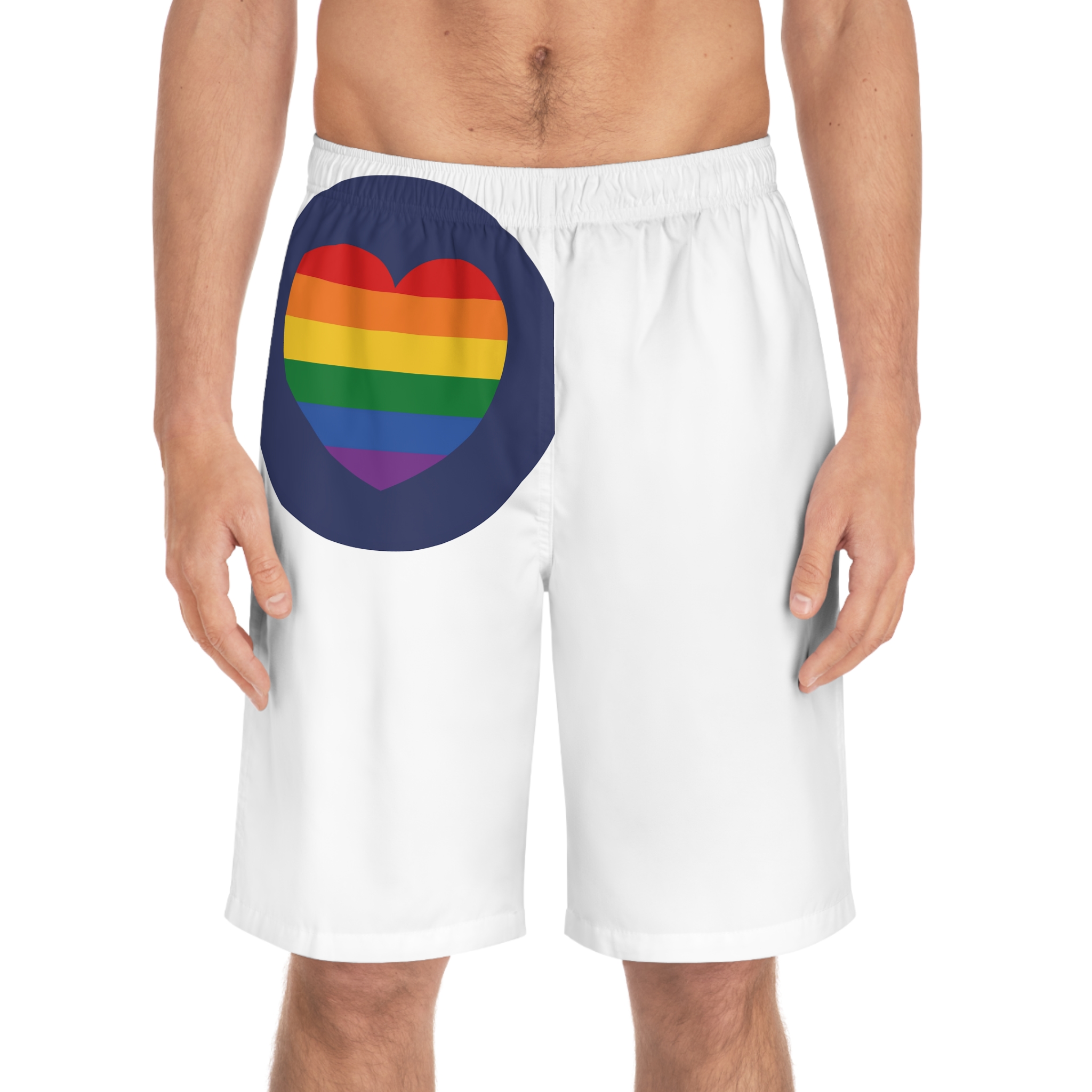 Lgbt Pride Month June Lesbian Gay Bisexual Transgender Lgbtq Flag Rainbow Vector(5) Mens Board Shorts Aop - Image 3