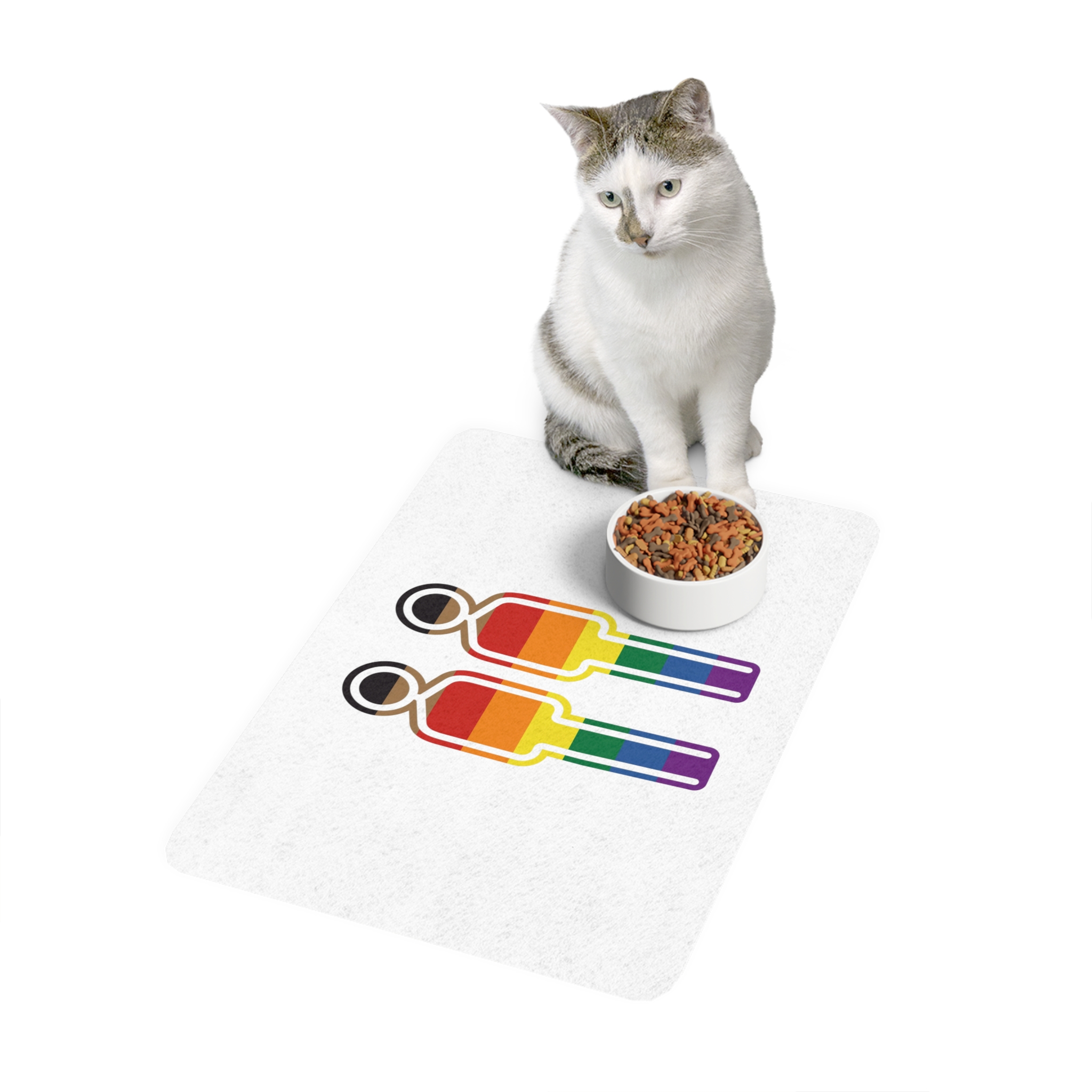 Gay Couple Pride Flag Icon Symbol Vector Illustration Pet Food Mat 12x18 - Image 3