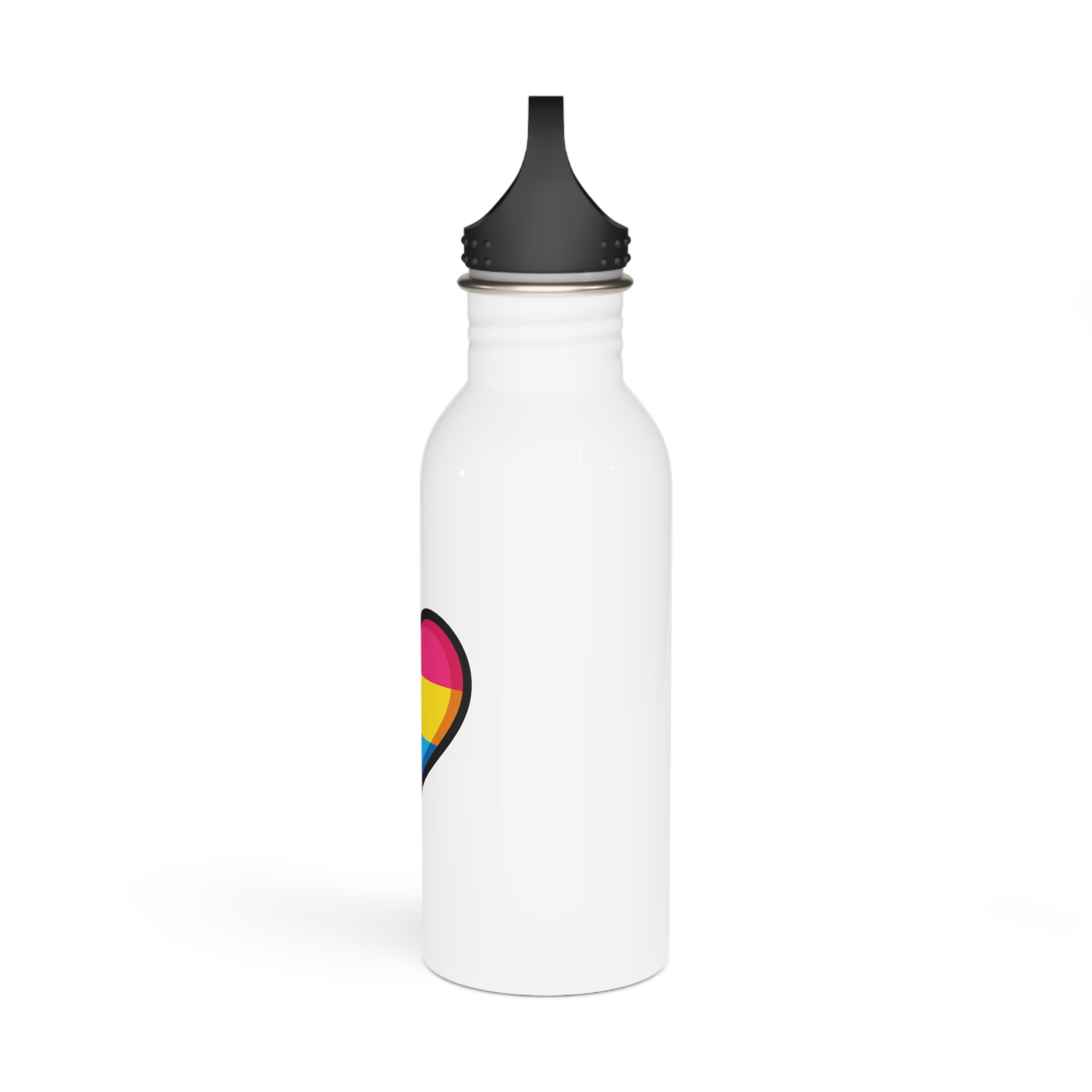 Pansexual Pride Flag Heart Shape Vector Illustration Stainless Steel Water Bottle - Image 4