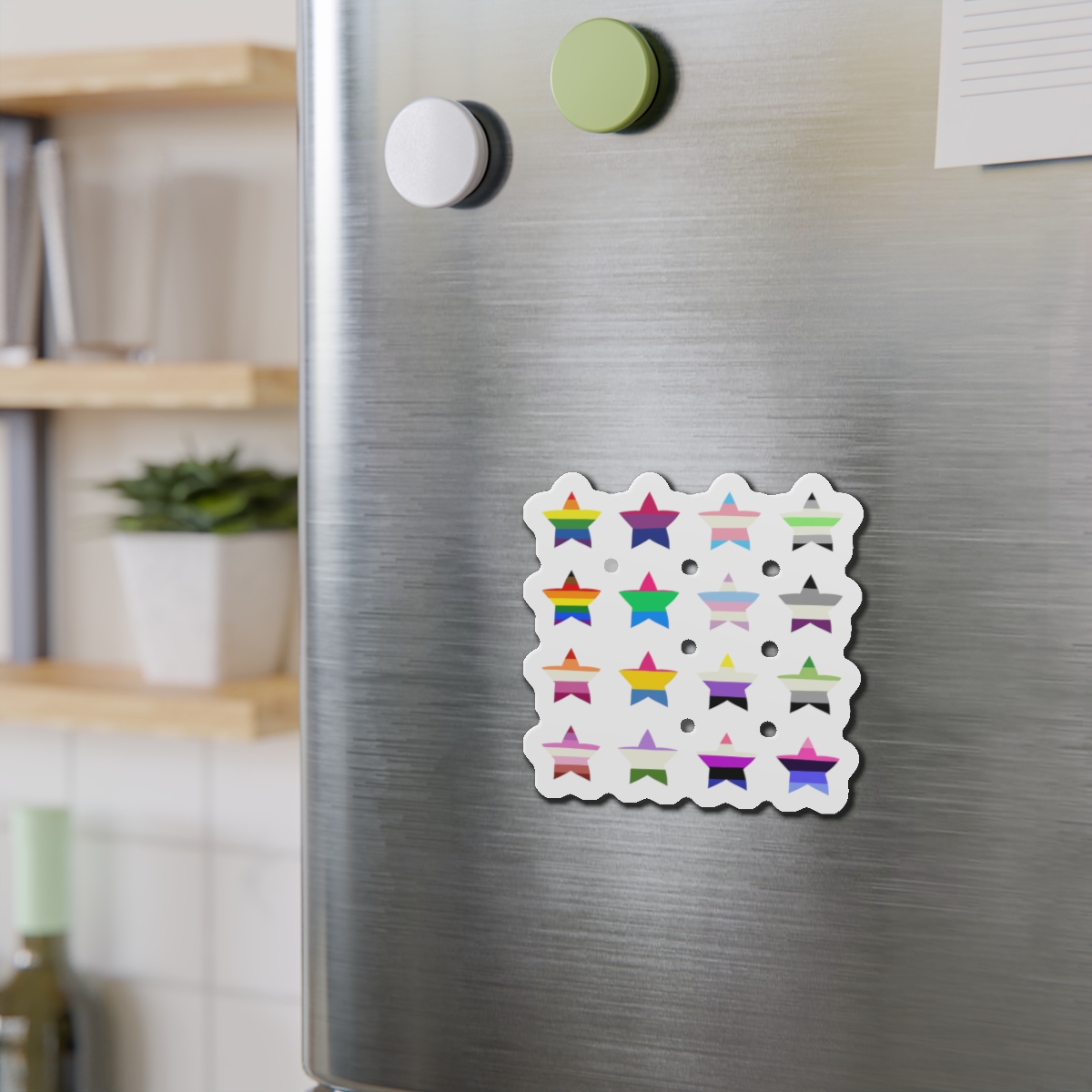 Set Colorful Lgbtq Pride Flag Star Shape Gender Equality Sexual Identity Pride Flags Collection Lgbtqia Community Pride Month Die Cut Magnets - Image 9