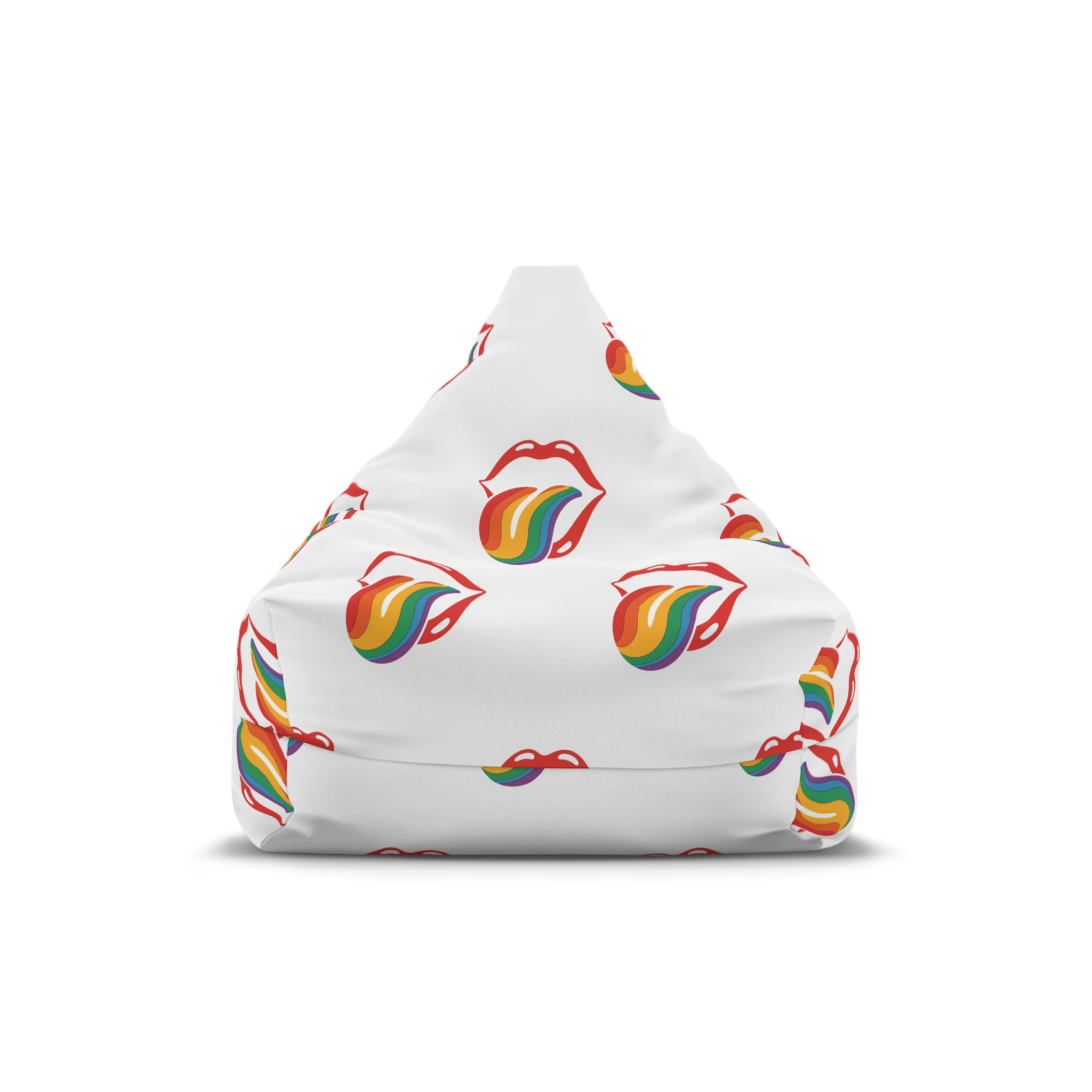 Rainbow Tongue Pop Art Lips Illustration Bean Bag Chair Cover