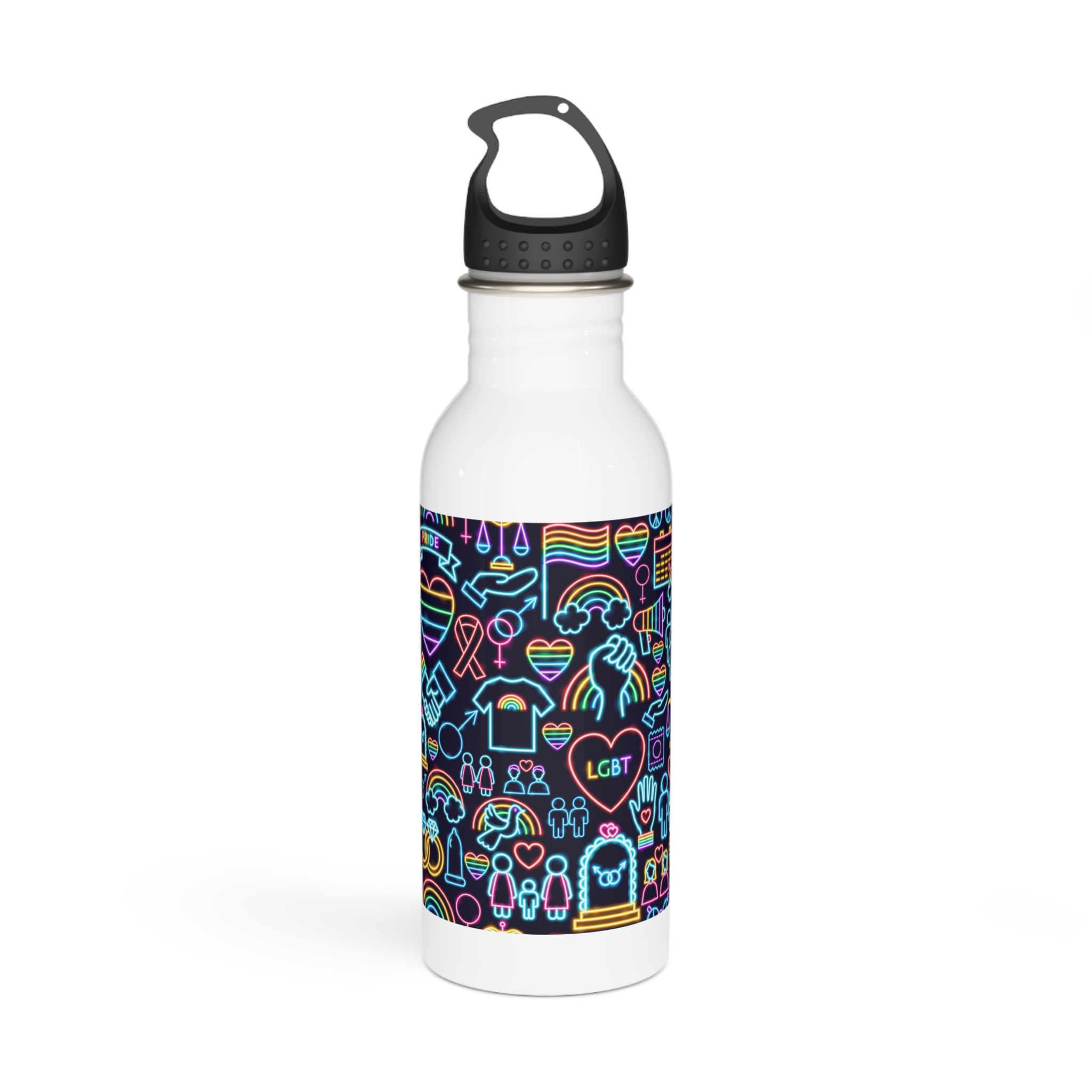 Lgbt Seamless Neon Pattern Stainless Steel Water Bottle