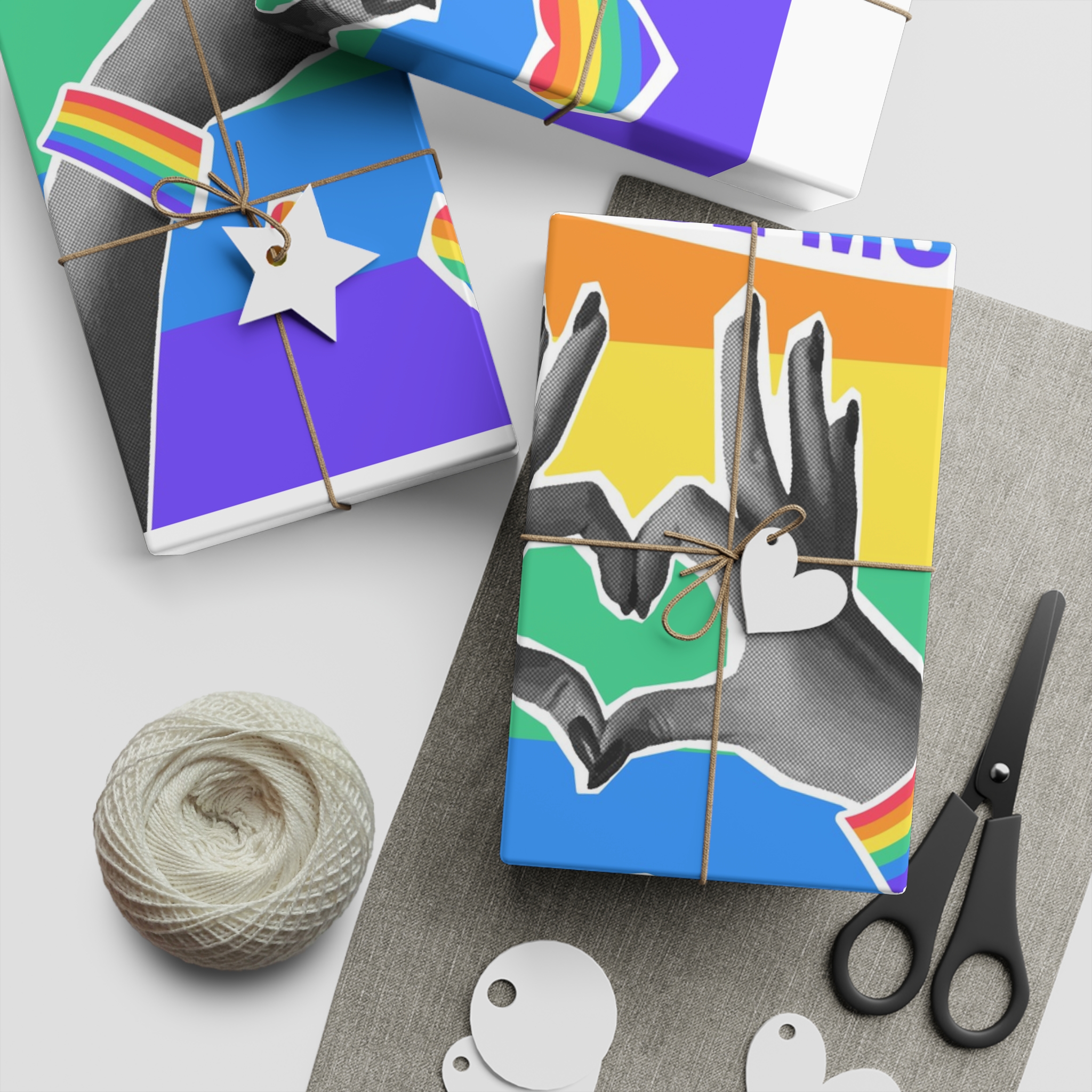 Lgbtq Pride Month Card Y2k Style Trendy Retro Collage Halftone Hands Gift Wrapping Paper Sheets 1pc - Image 5