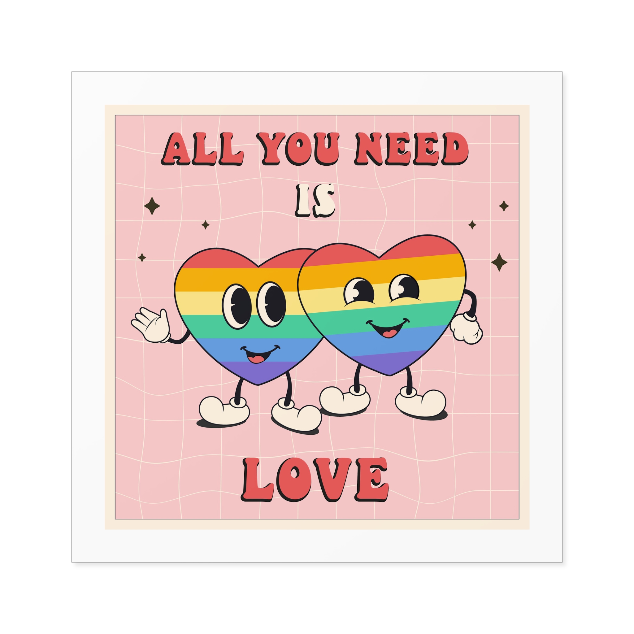 Lgbtq Pride Month Retro Groovy Poster Social Media Post Template With Rainbow Heart Laminate Stickers Square - Image 53