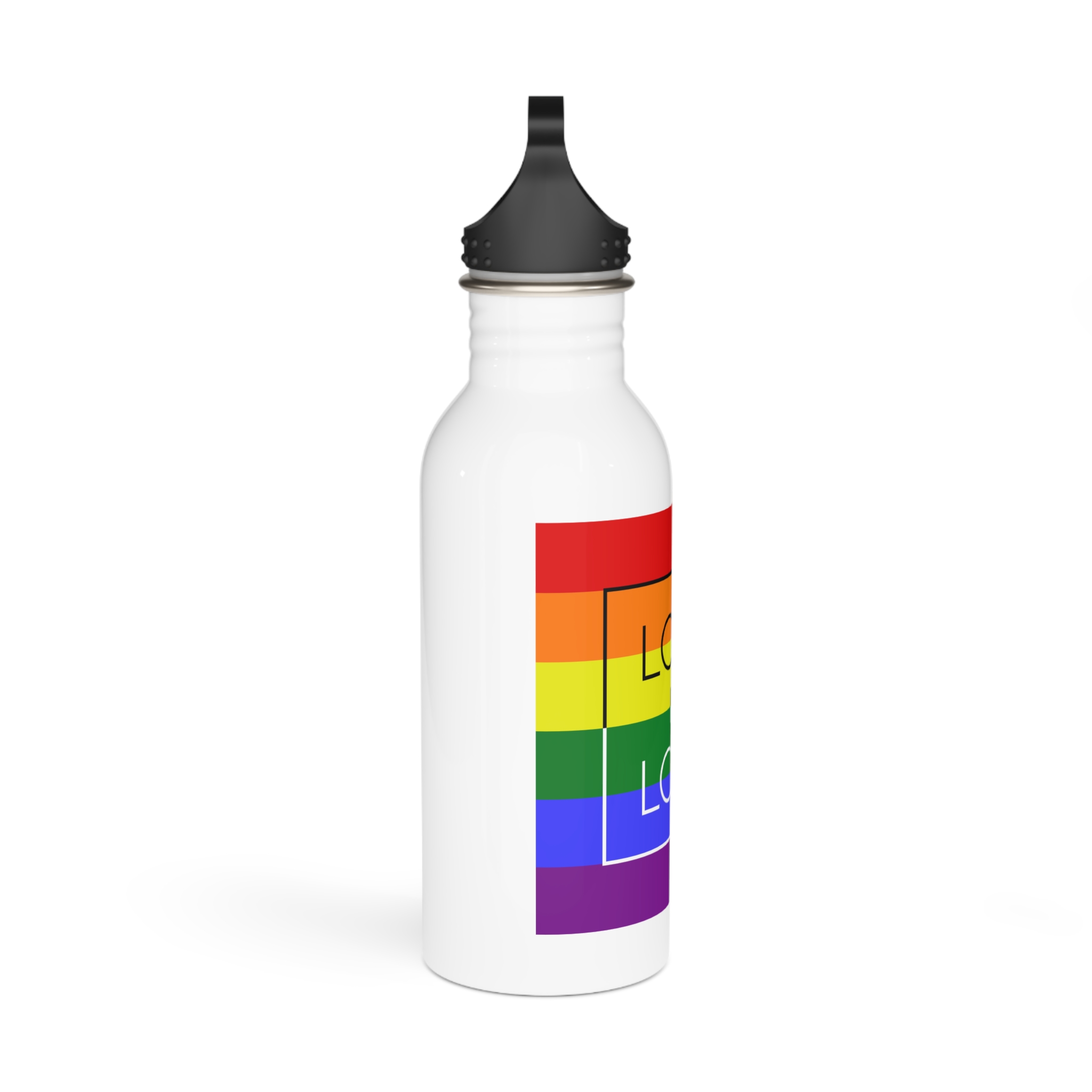 Lgbt Card Text Love Is Love Background Flag Colors Vector Illustration Stainless Steel Water Bottle - Image 2