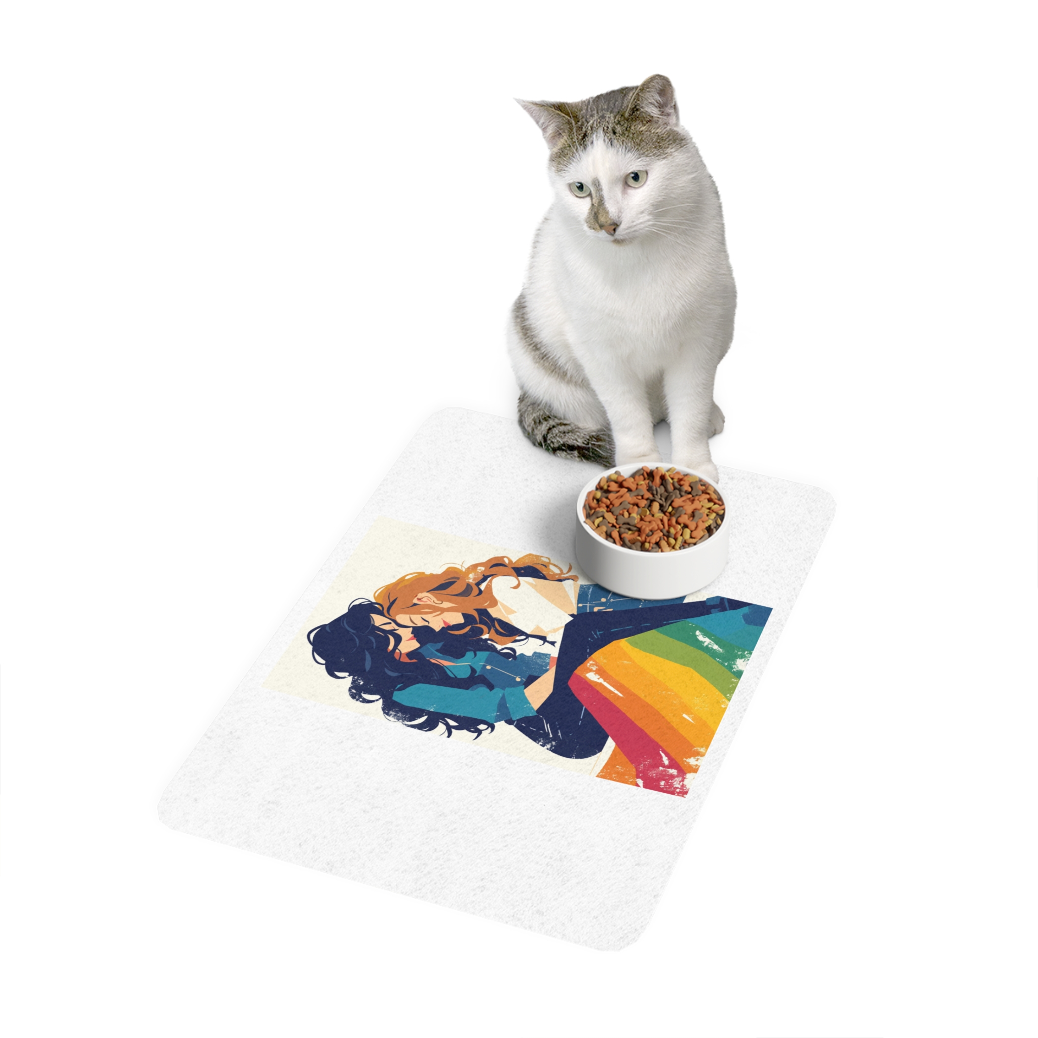 Lesbian Unity Strength Art Exhibit Sticker Pet Food Mat 12x18 - Image 3