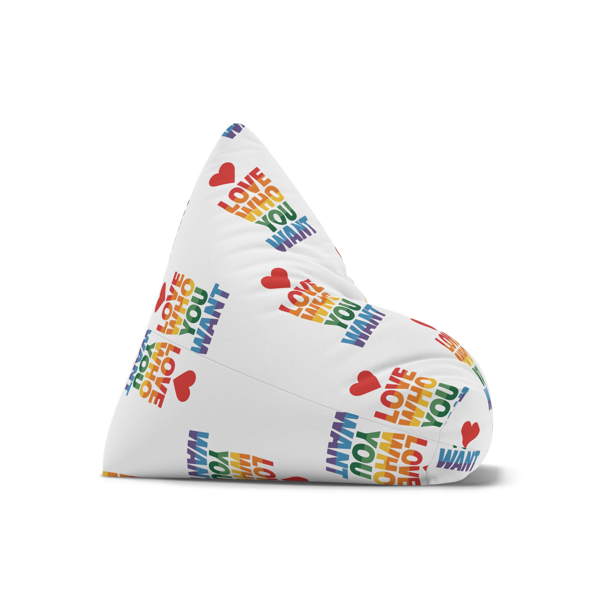 Rainbowcolored Text With Heart Symbol Saying Love Who You Want Bean Bag Chair Cover - Image 7