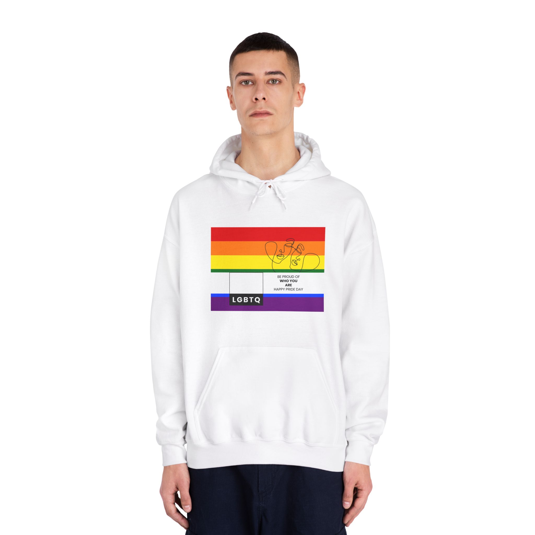 Lgbtq Pride Month Celebration Banner Poster Card Design Vector Illustration Unisex Dryblend Hooded Sweatshirt - Image 3