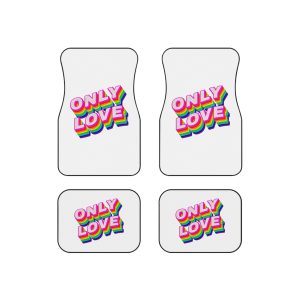 Rainbow Word Only Love Typography Design Element Car Mats Set Of 4