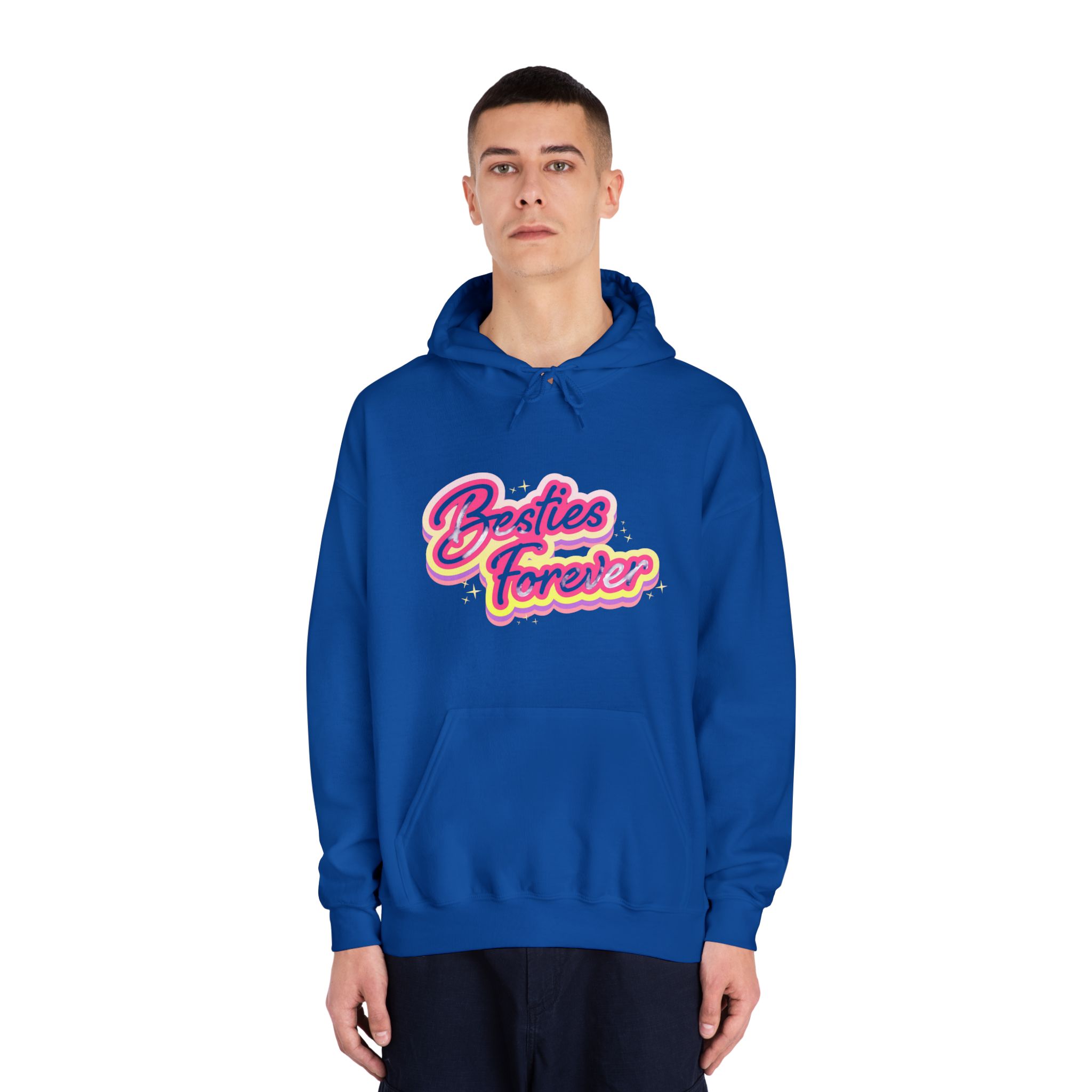 Pink Besties Forever Lettering Logo Unisex Dryblend Hooded Sweatshirt - Image 27