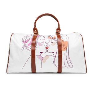Hand Drawn Affectionate Lesbian Kiss (2) Waterproof Travel Bag