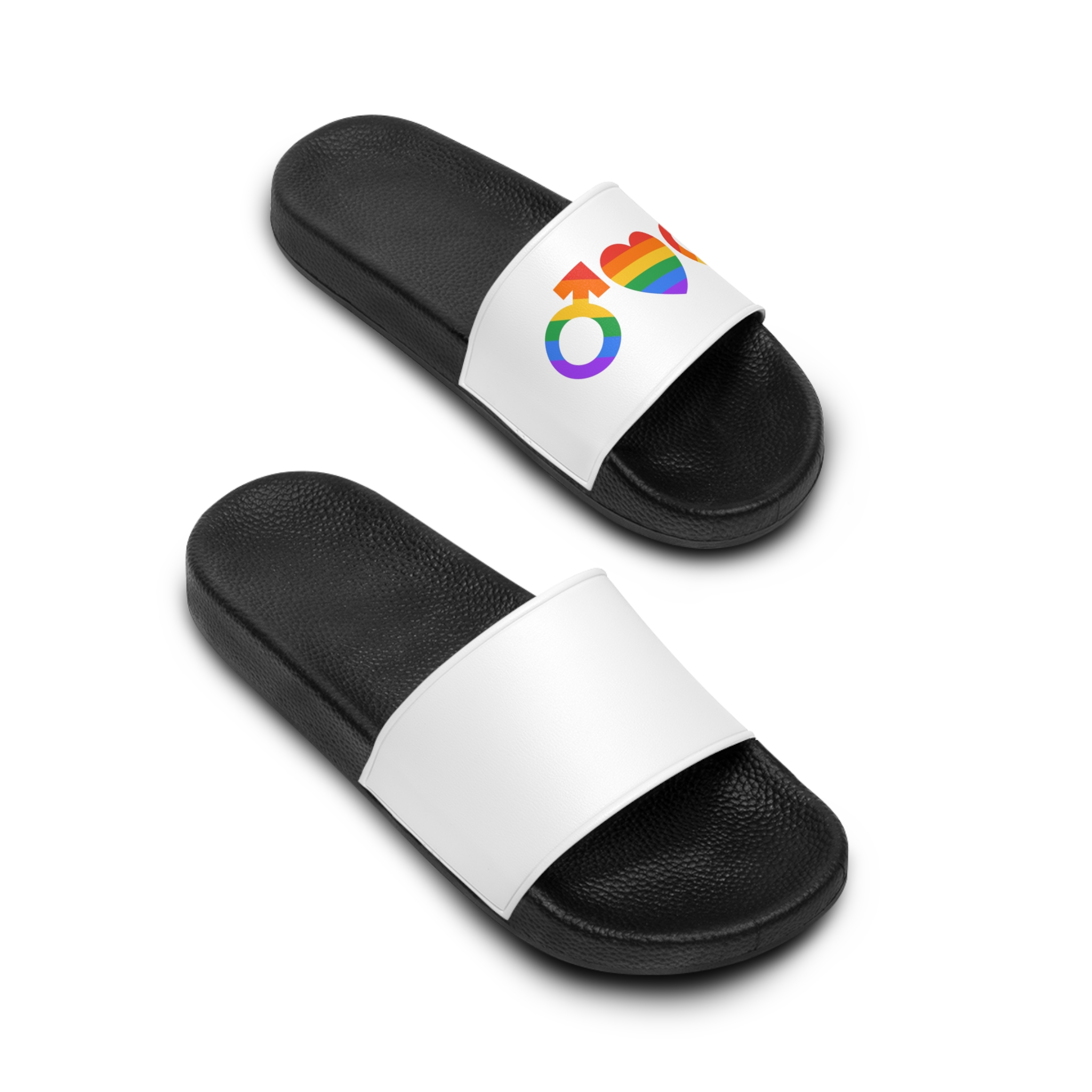 Lgbt Pride Month June Lesbian Gay Bisexual Transgender Lgbtq Flag Rainbow Vector(2) Mens Slide Sandals - Image 4