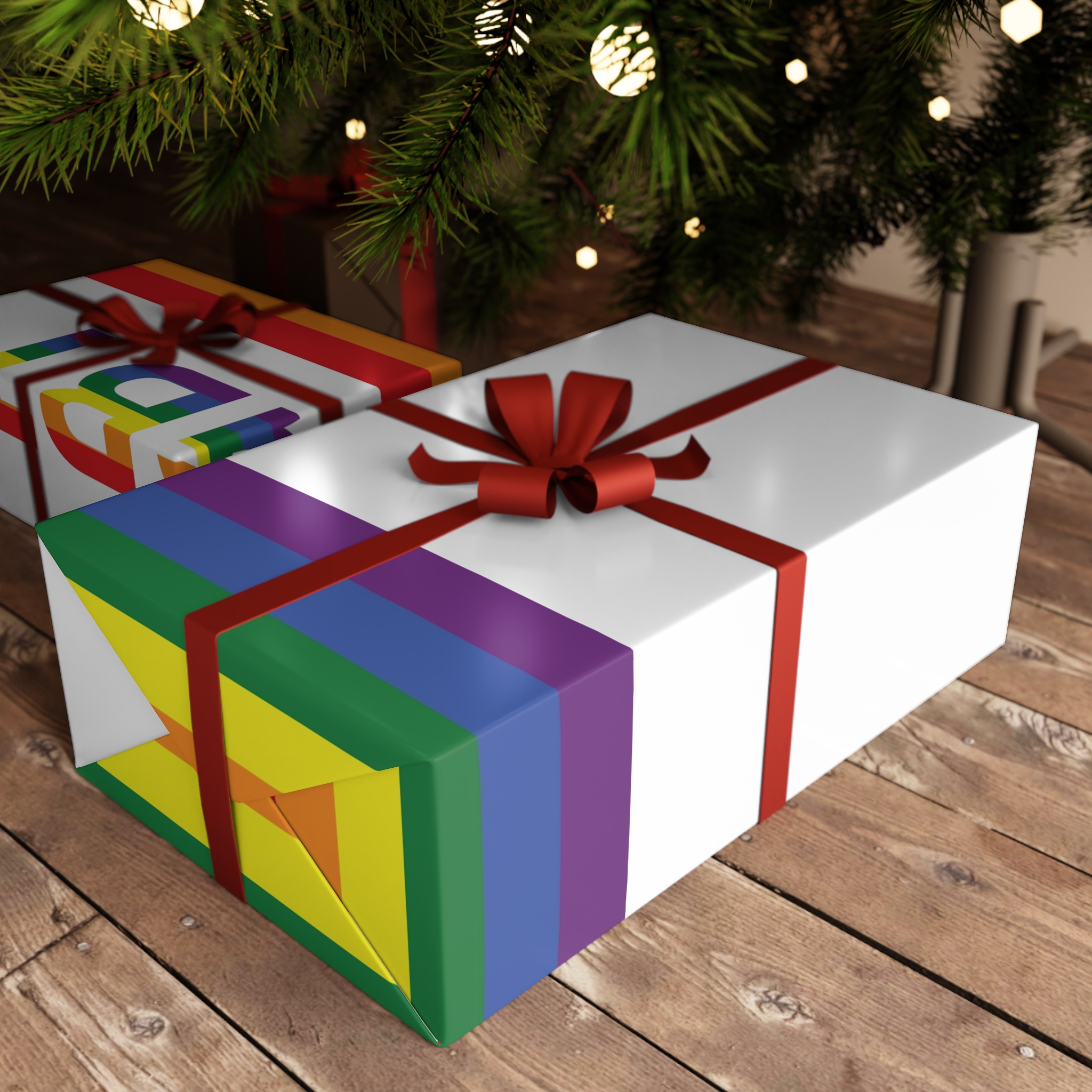Lgbt Word Text Letter With Heart Rainbow Color Flag Isolated White Background Vector Illustration Gift Wrapping Paper Sheets 1pc - Image 3
