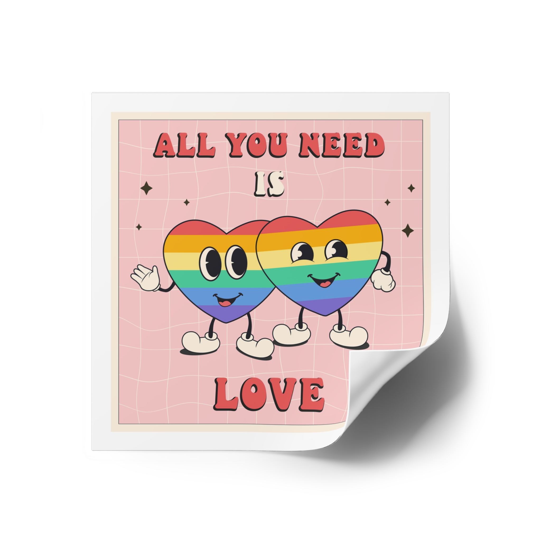 Lgbtq Pride Month Retro Groovy Poster Social Media Post Template With Rainbow Heart Laminate Stickers Square - Image 18