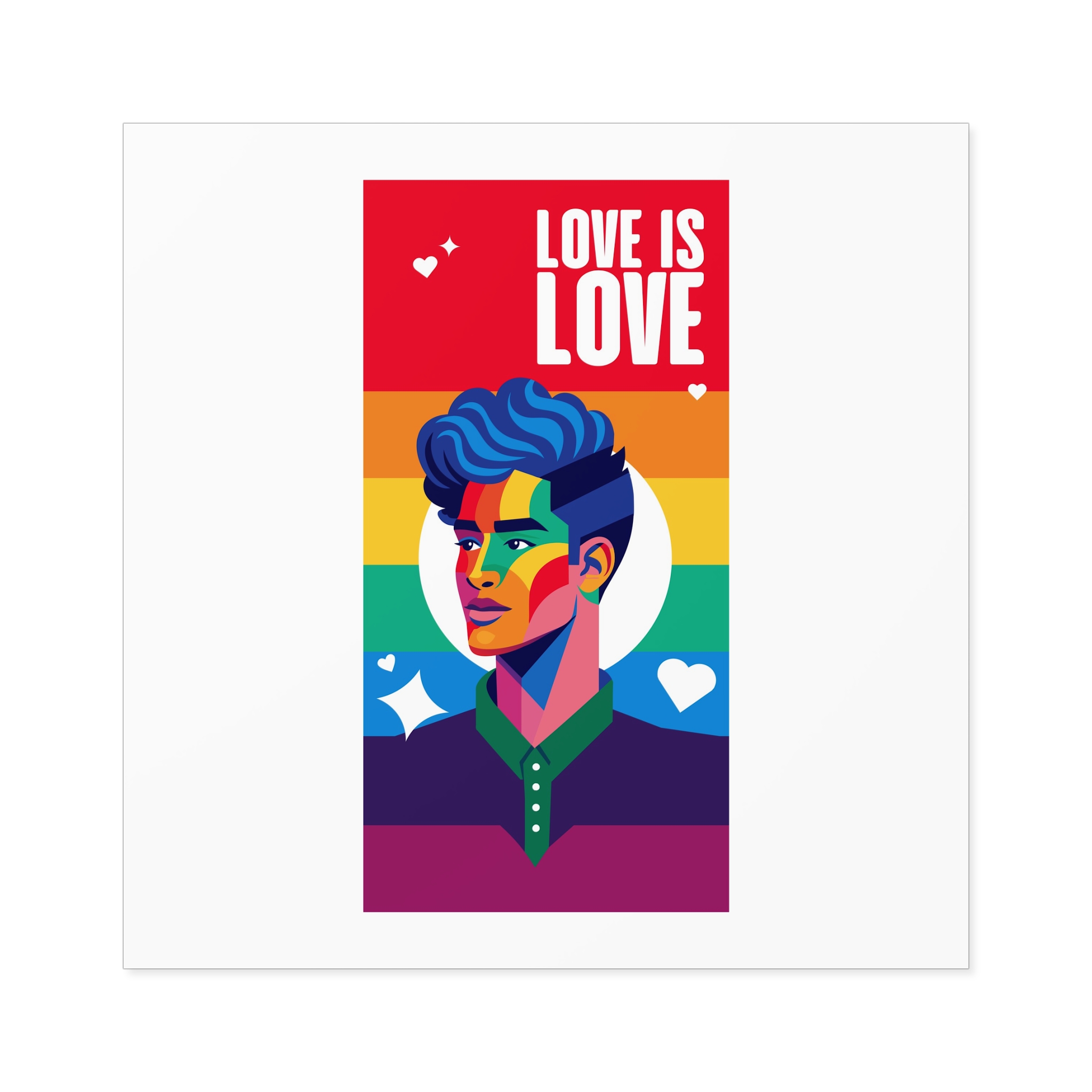 Poster Man With Rainbow Colored Face Rainbow Colored Background Laminate Stickers Square - Image 57