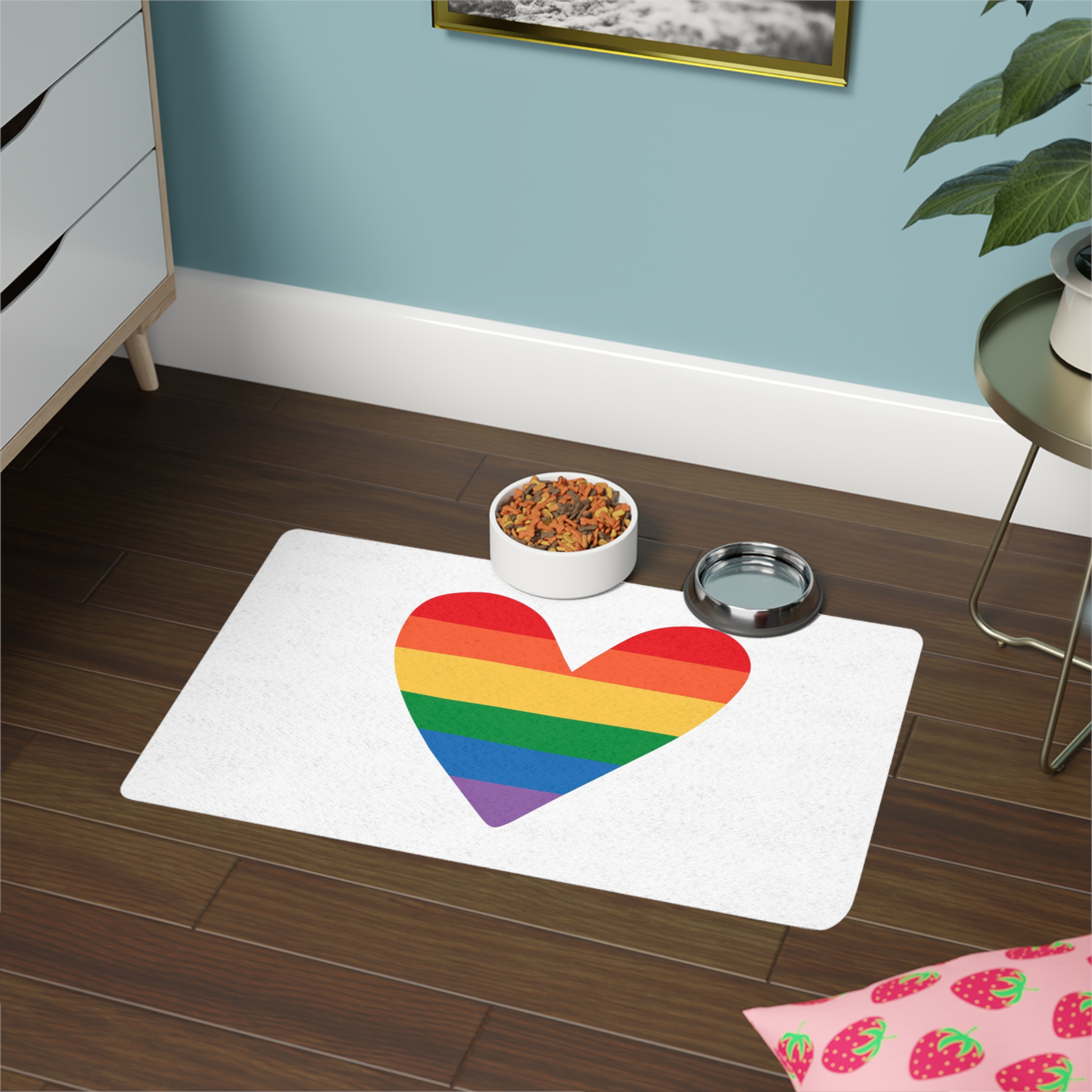 Vector Hand Drawn Lgbt Rainbow Flag Heart Pet Food Mat 12x18 - Image 4